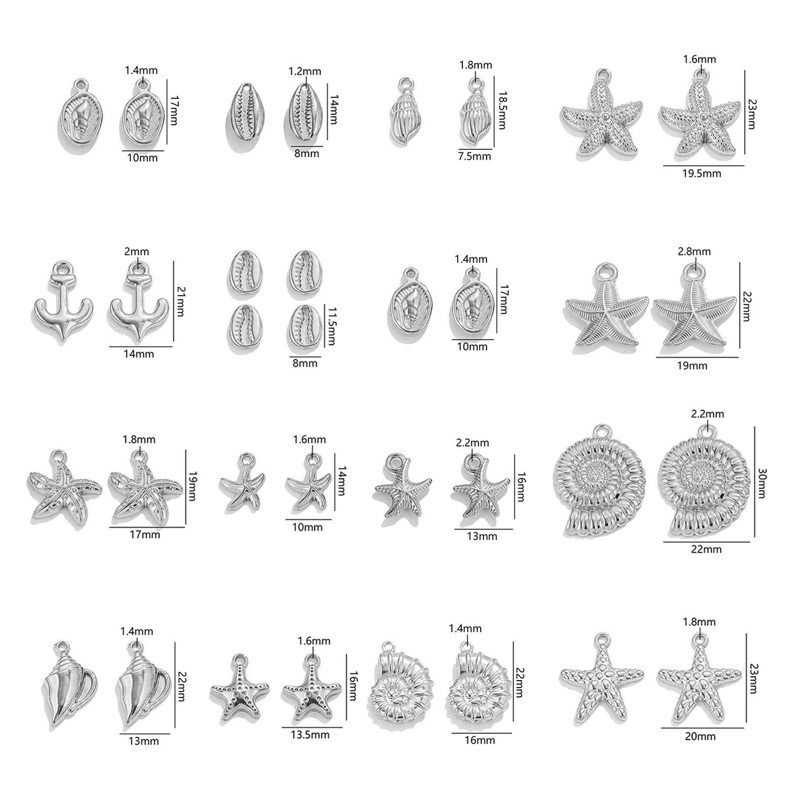 Bild von 2 Stück 304 Edelstahl Ozean Schmuck Charms Silberfarbe