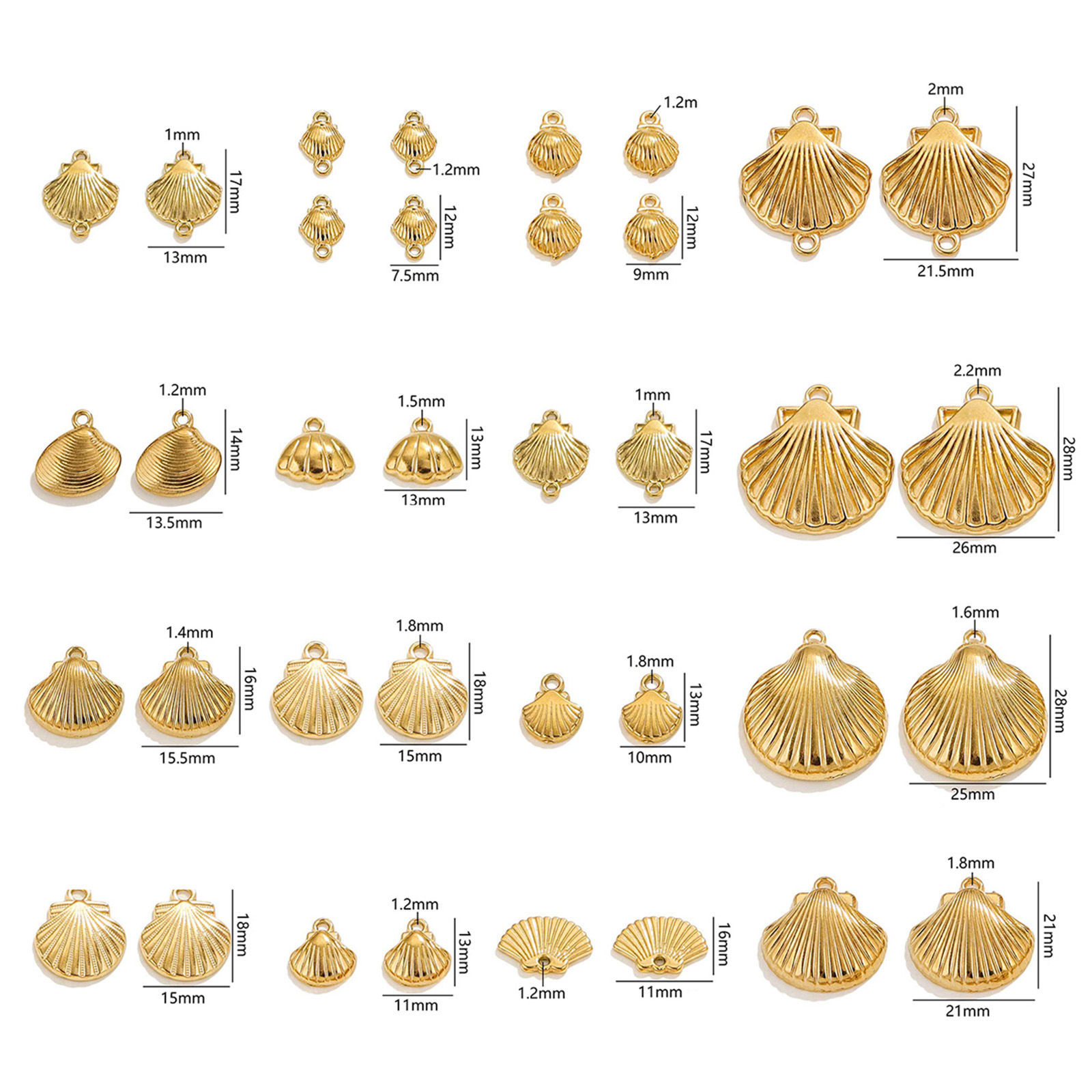 Picture of Vacuum Plating 304 Stainless Steel Ocean Jewelry Charms 18K Gold Plated Shell 3D