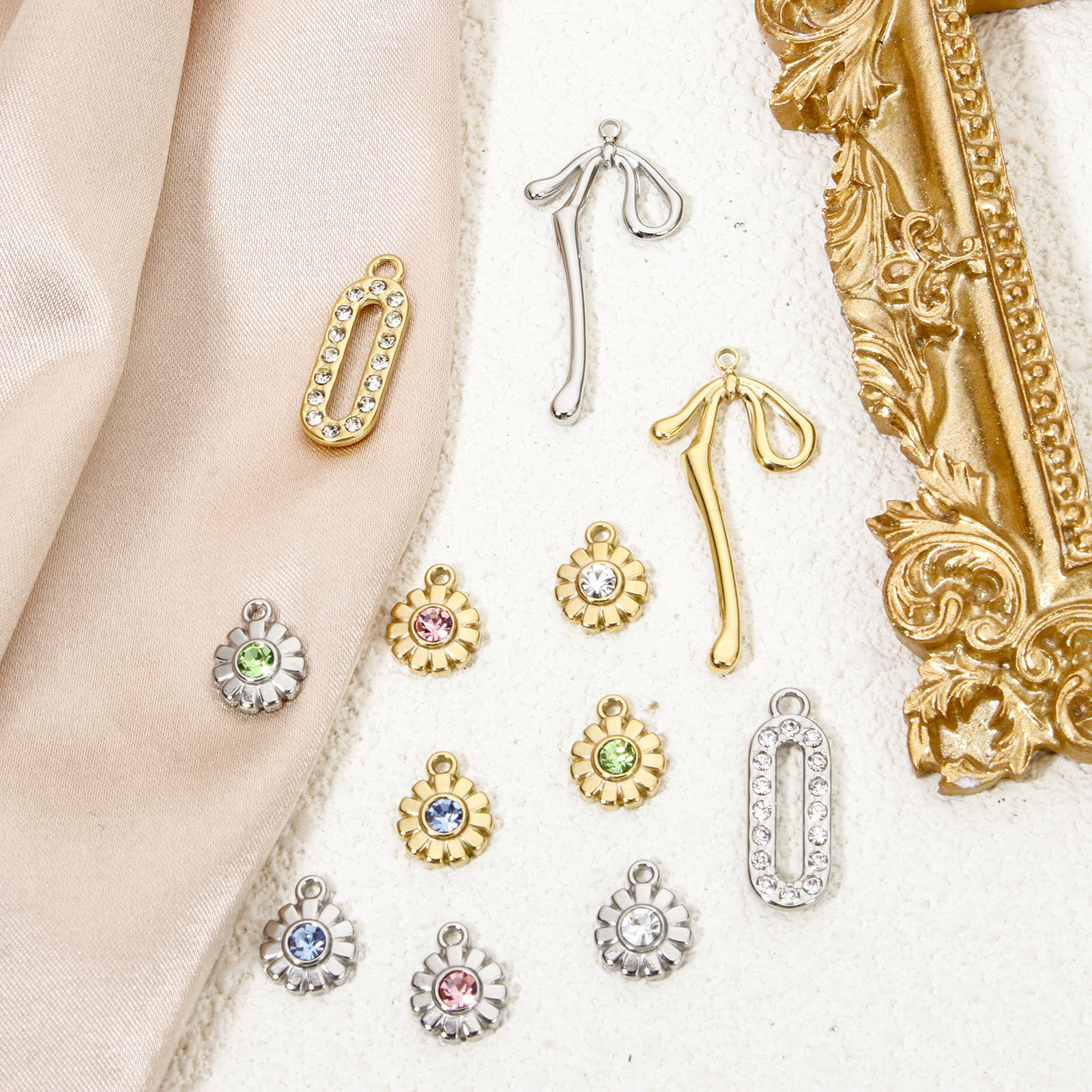 Picture of Eco-friendly Vacuum Plating 304 Stainless Steel Exquisite Charms Multicolor Bowknot