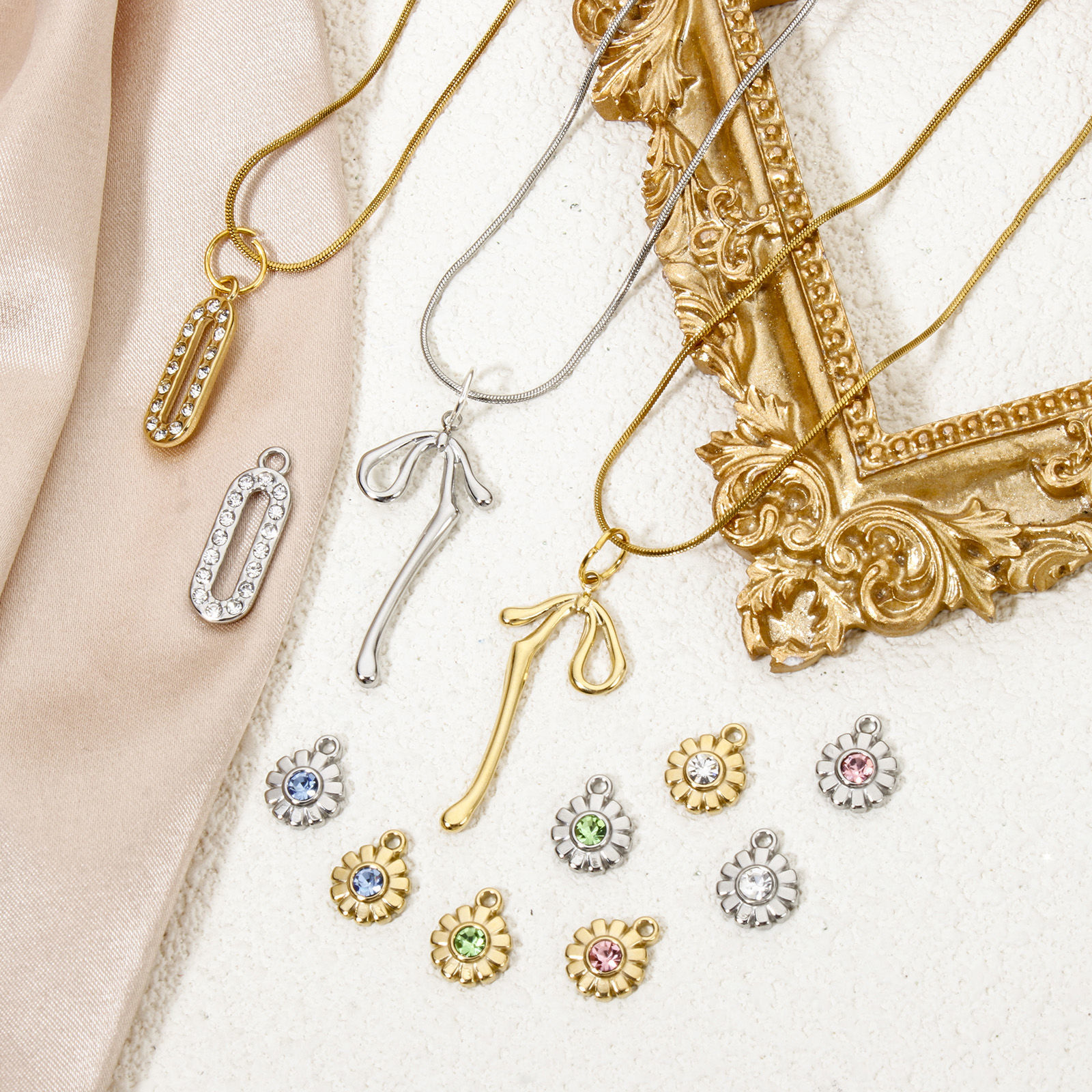 Picture of Eco-friendly Vacuum Plating 304 Stainless Steel Exquisite Charms Multicolor Bowknot