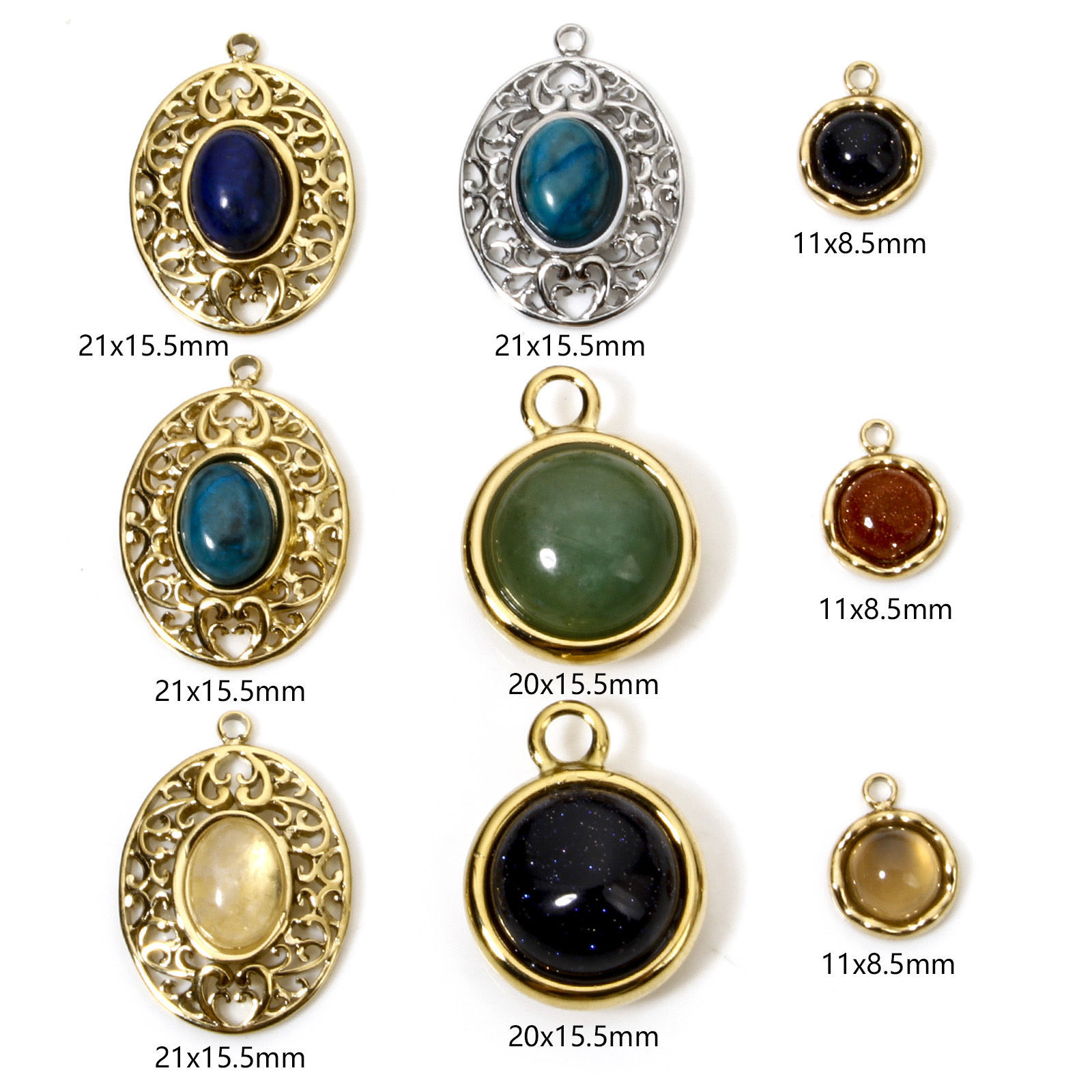 Picture of Eco-friendly Vacuum Plating 304 Stainless Steel & Stone Stylish Charms Gold Plated Multicolor Hemispherical Sparkledust