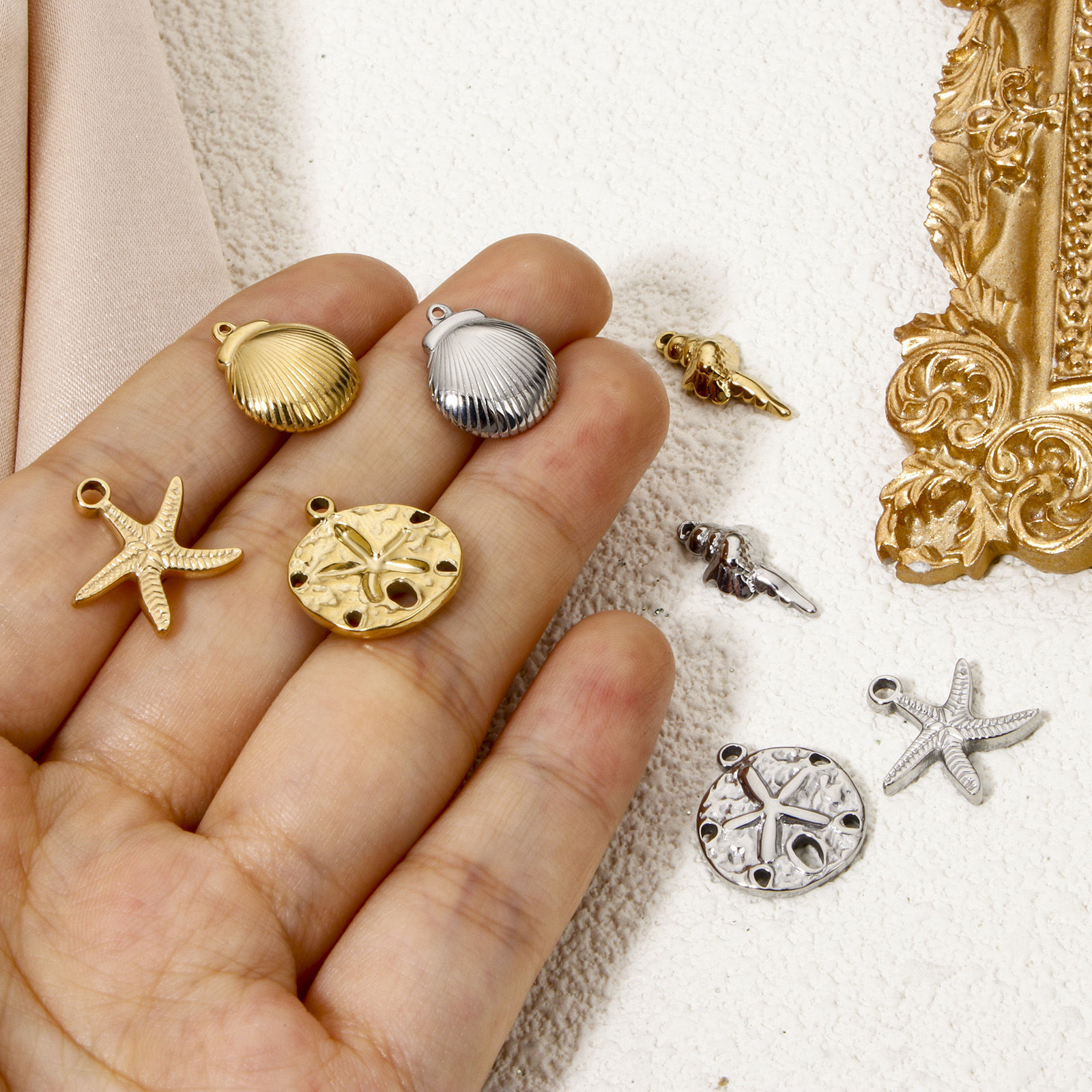 Bild von 1 Stück Umweltfreundliche Vakuumbeschichtung 304 Edelstahl Ozean Schmuck Charms Seesterne Bunt