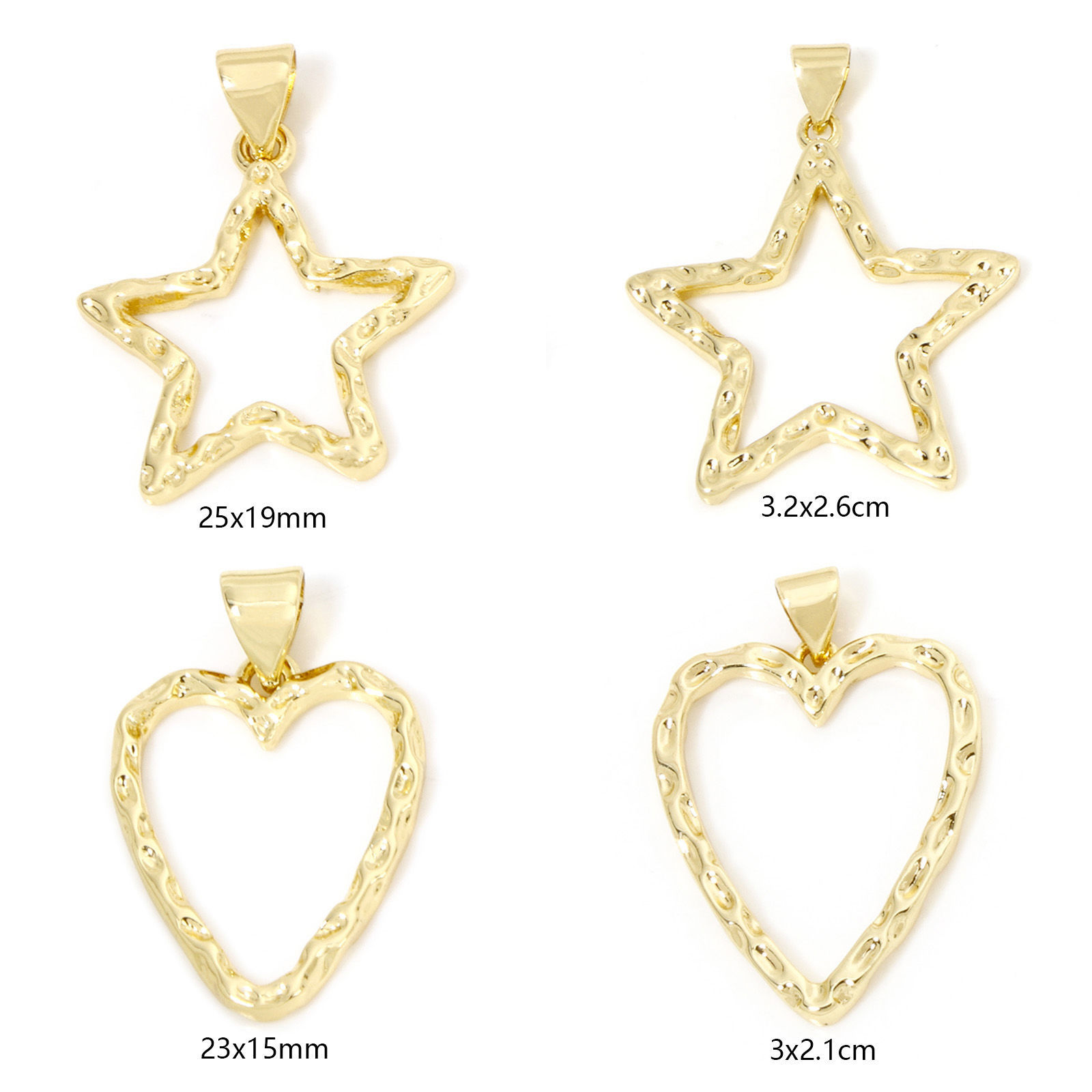 Bild von 1 Stück Umweltfreundlich Messing 18K Echtgold plattiert Textur Hohl