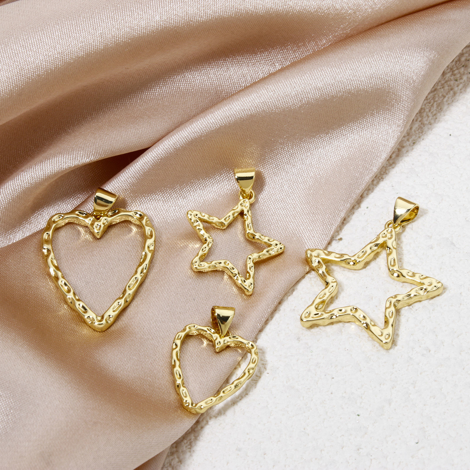 Bild von 1 Stück Umweltfreundlich Messing 18K Echtgold plattiert Textur Hohl