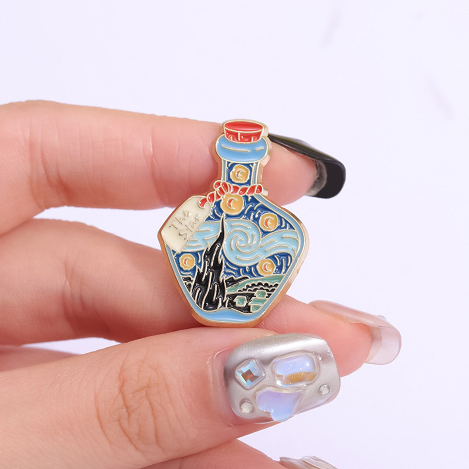 Imagen de 1 Unidad Retro Pin Broches Reloj de Arena Universo Galaxia KC Dorado Esmalte