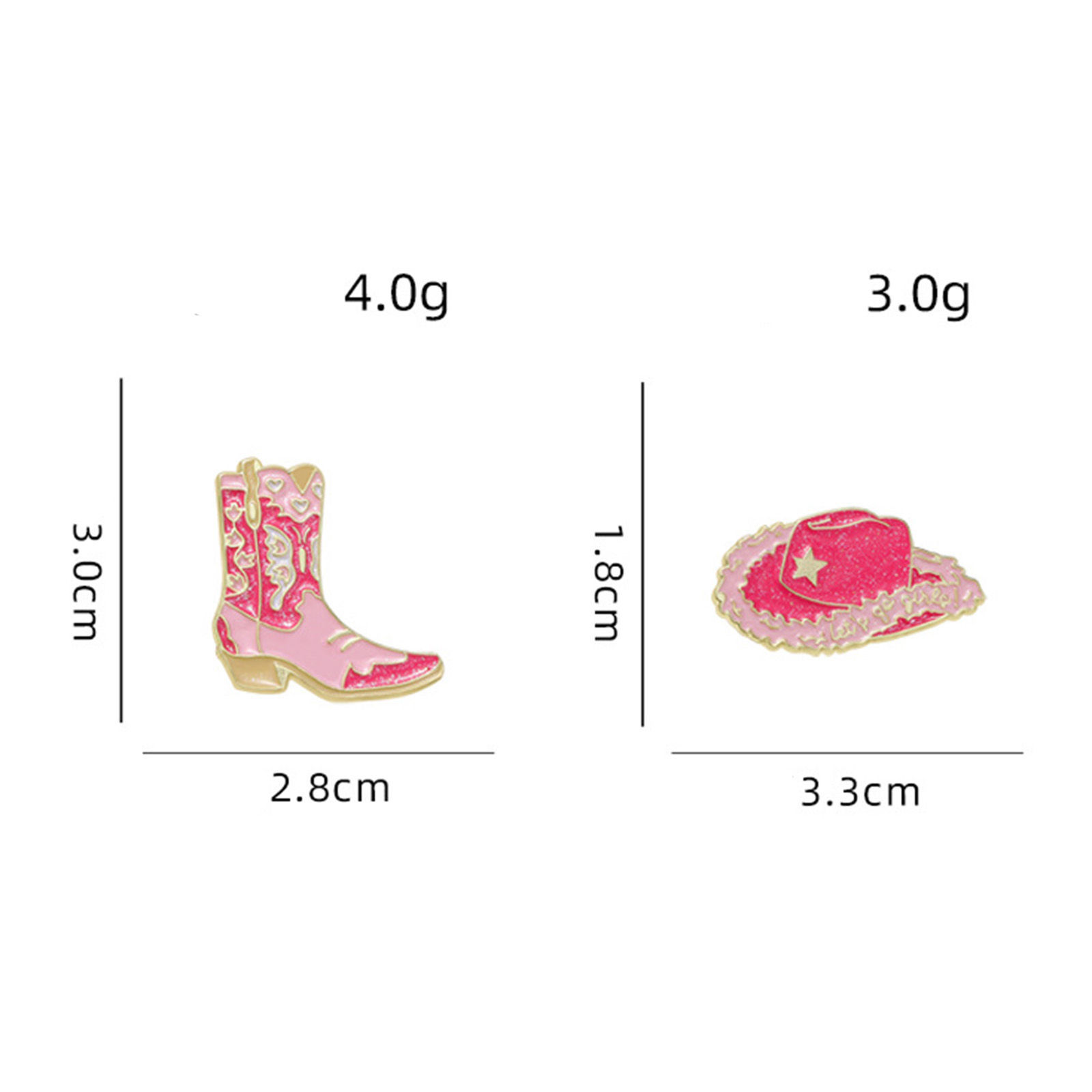Imagen de 1 Unidad Vaquero del Oeste Pin Broches Bota Corazón Chapado en Oro Rosado Esmalte