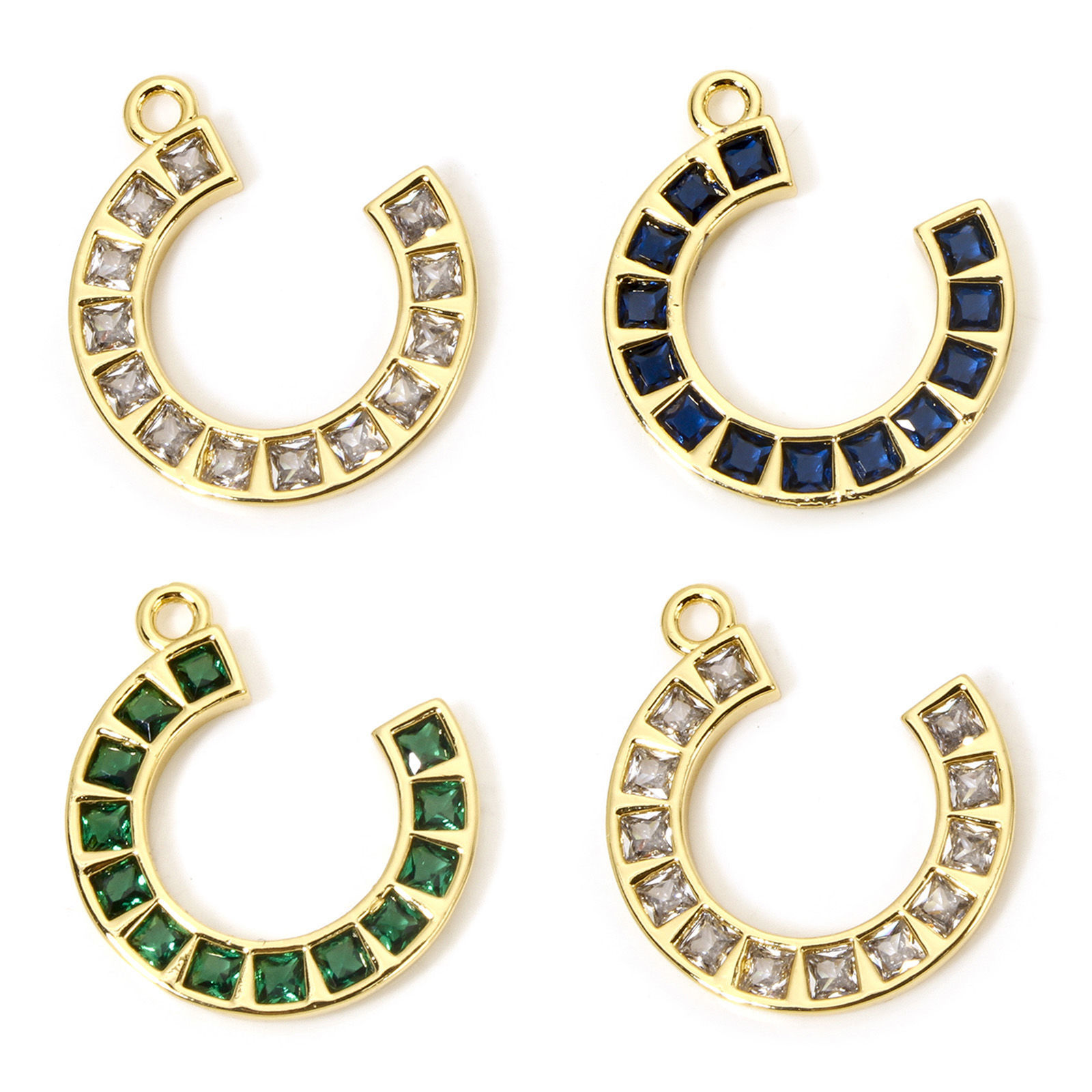 Picture of Eco-friendly Brass West Cowboy Charms 18K Real Gold Plated Luck Horseshoe Micro Pave 20mm x 20mm