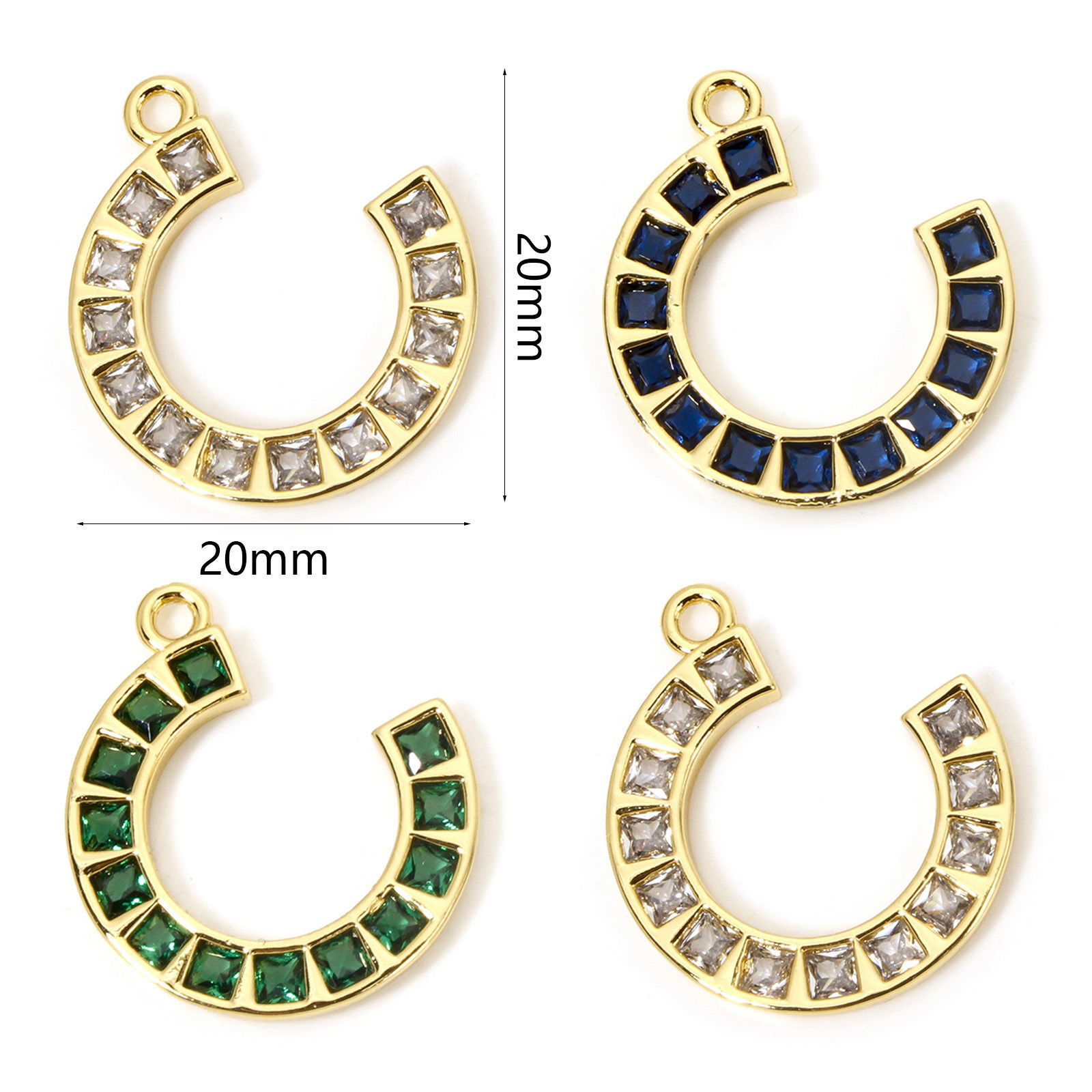 Picture of Eco-friendly Brass West Cowboy Charms 18K Real Gold Plated Luck Horseshoe Micro Pave 20mm x 20mm