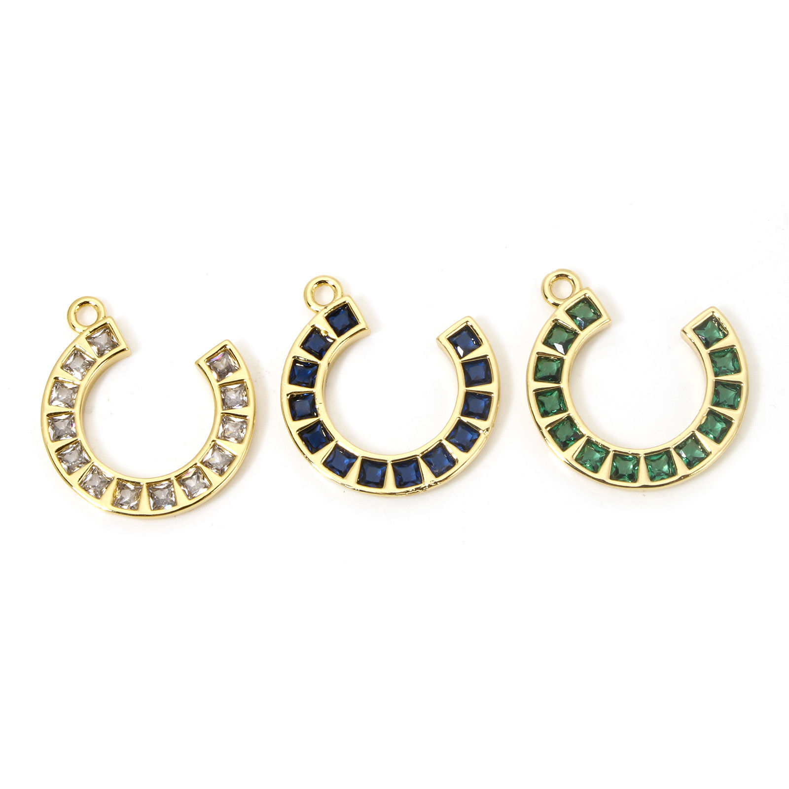 Picture of Eco-friendly Brass West Cowboy Charms 18K Real Gold Plated Luck Horseshoe Micro Pave 20mm x 20mm