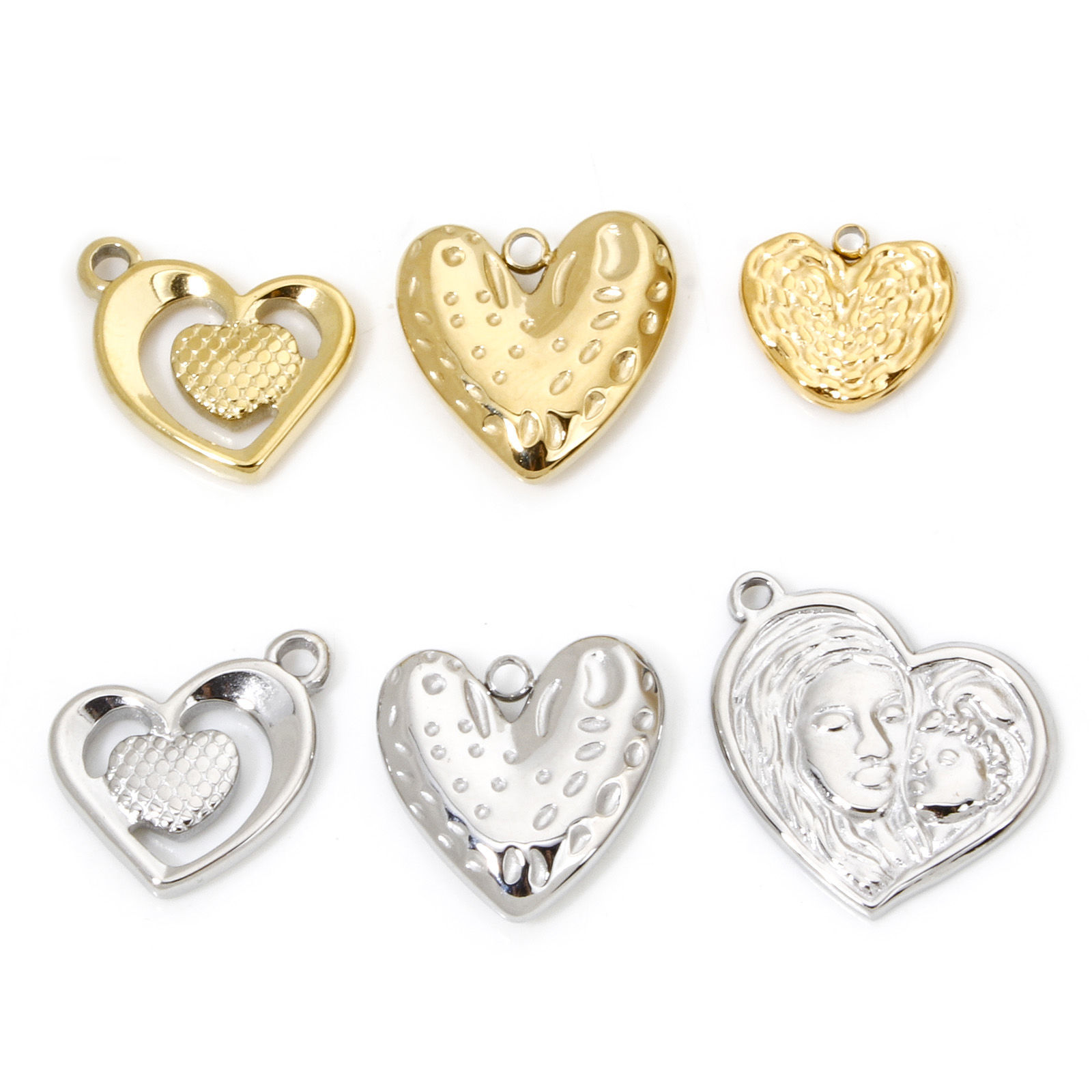 Изображение 1 ШТ вакуумное покрытие 304 Нержавеющая Сталь День святого Валентина Подвески Сердце Разноцветный