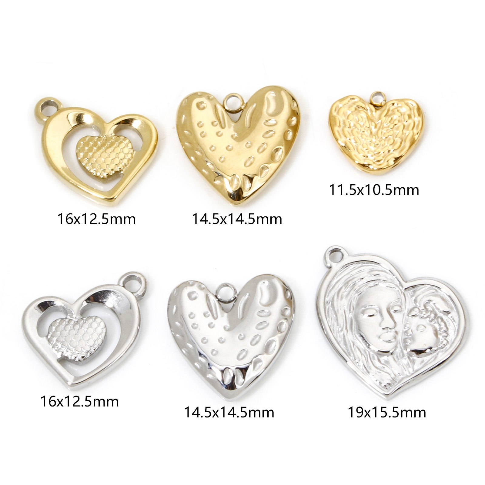 Изображение 1 ШТ вакуумное покрытие 304 Нержавеющая Сталь День святого Валентина Подвески Сердце Разноцветный