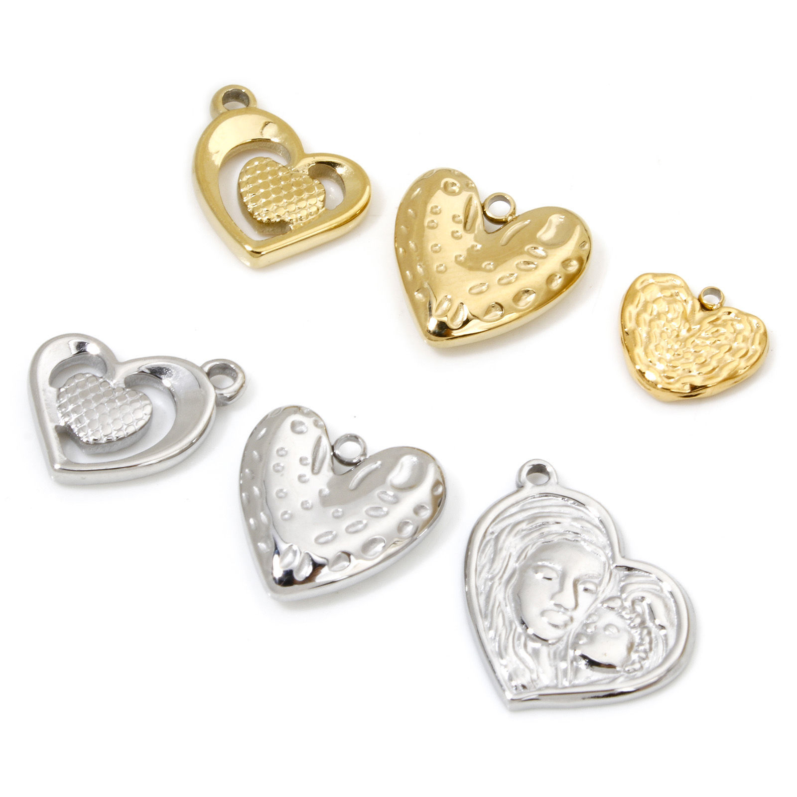 Изображение 1 ШТ вакуумное покрытие 304 Нержавеющая Сталь День святого Валентина Подвески Сердце Разноцветный