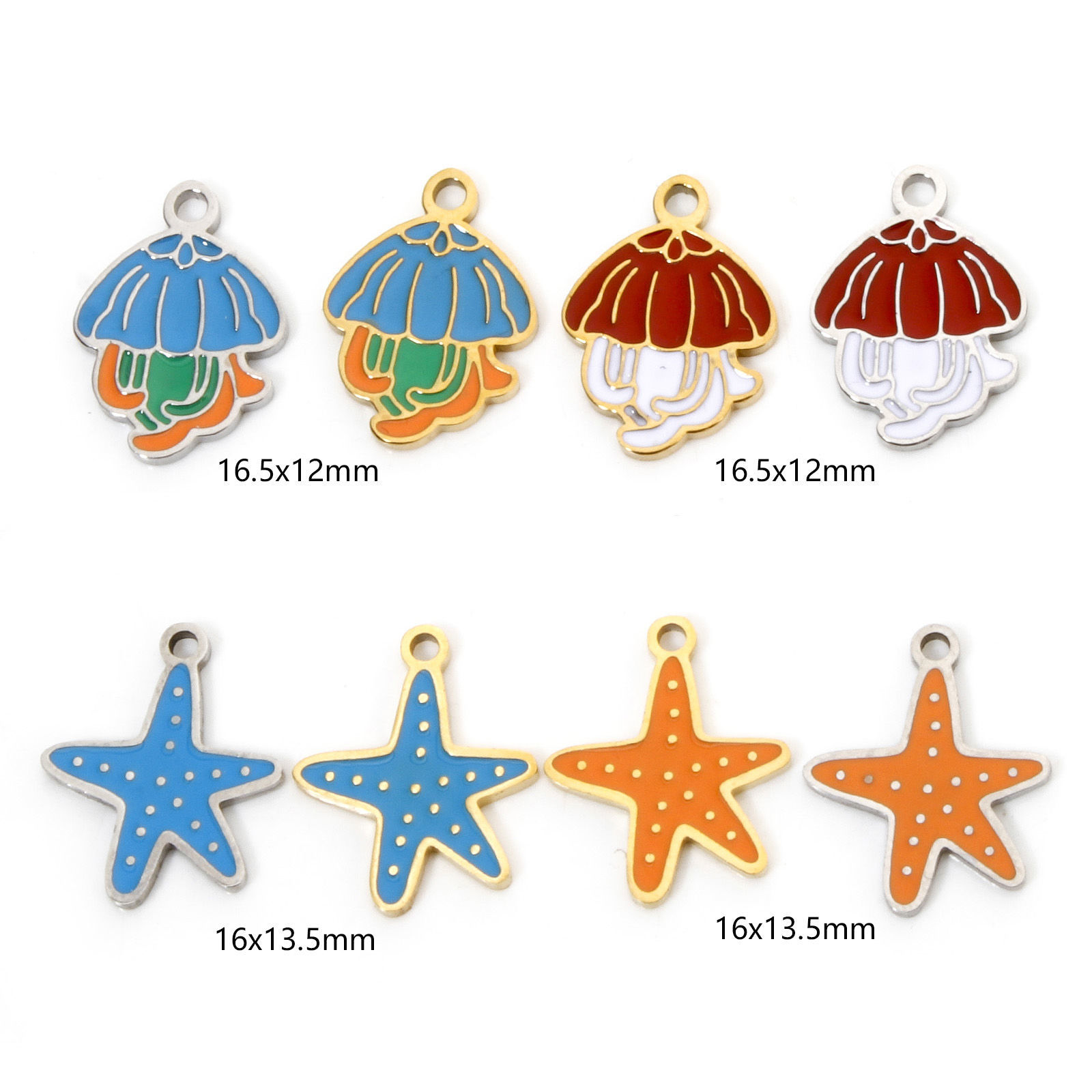 Picture of Eco-friendly 304 Stainless Steel Ocean Jewelry Charms Multicolor Jellyfish Star Fish Enamel