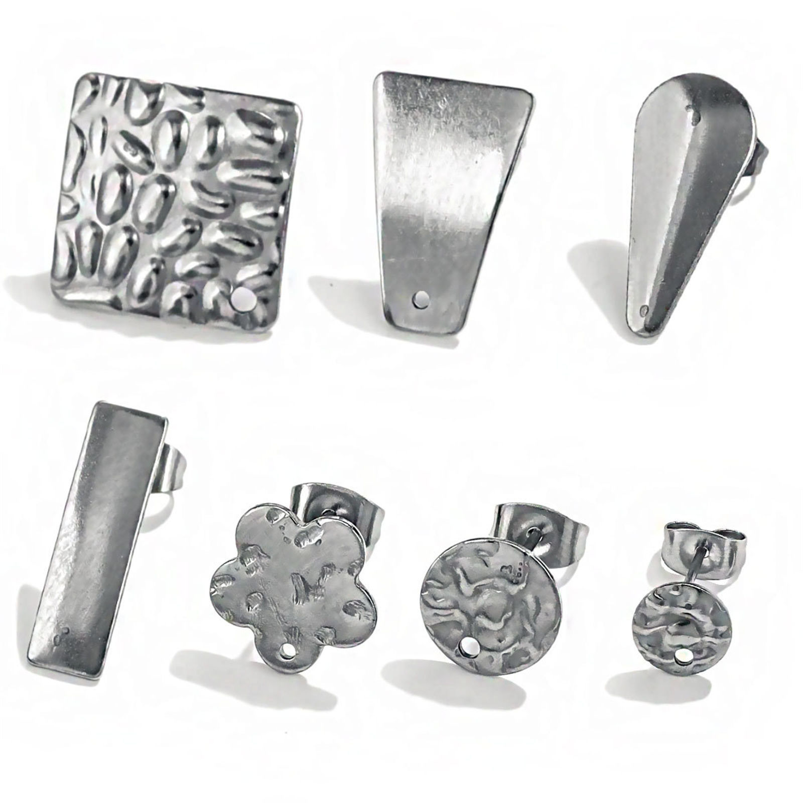 Изображение 20 ШТ 304 Нержавеющая Сталь Серьги-гвоздики для ушей с петлевыми соединителями Аксессуары геометрический Серебряный Тон Сообщение / провод (20 калибров)