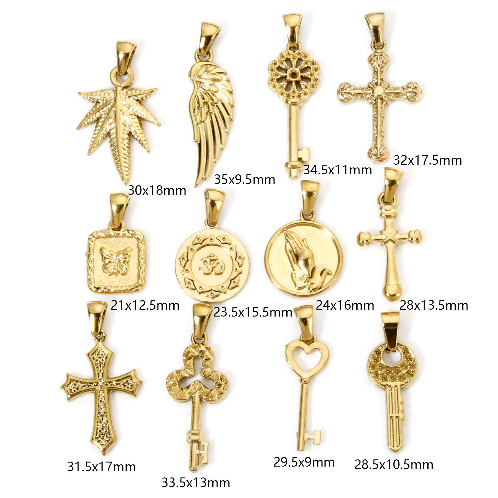 Picture of Vacuum Plating 304 Stainless Steel Retro Charm Pendant Gold Plated Key Cross