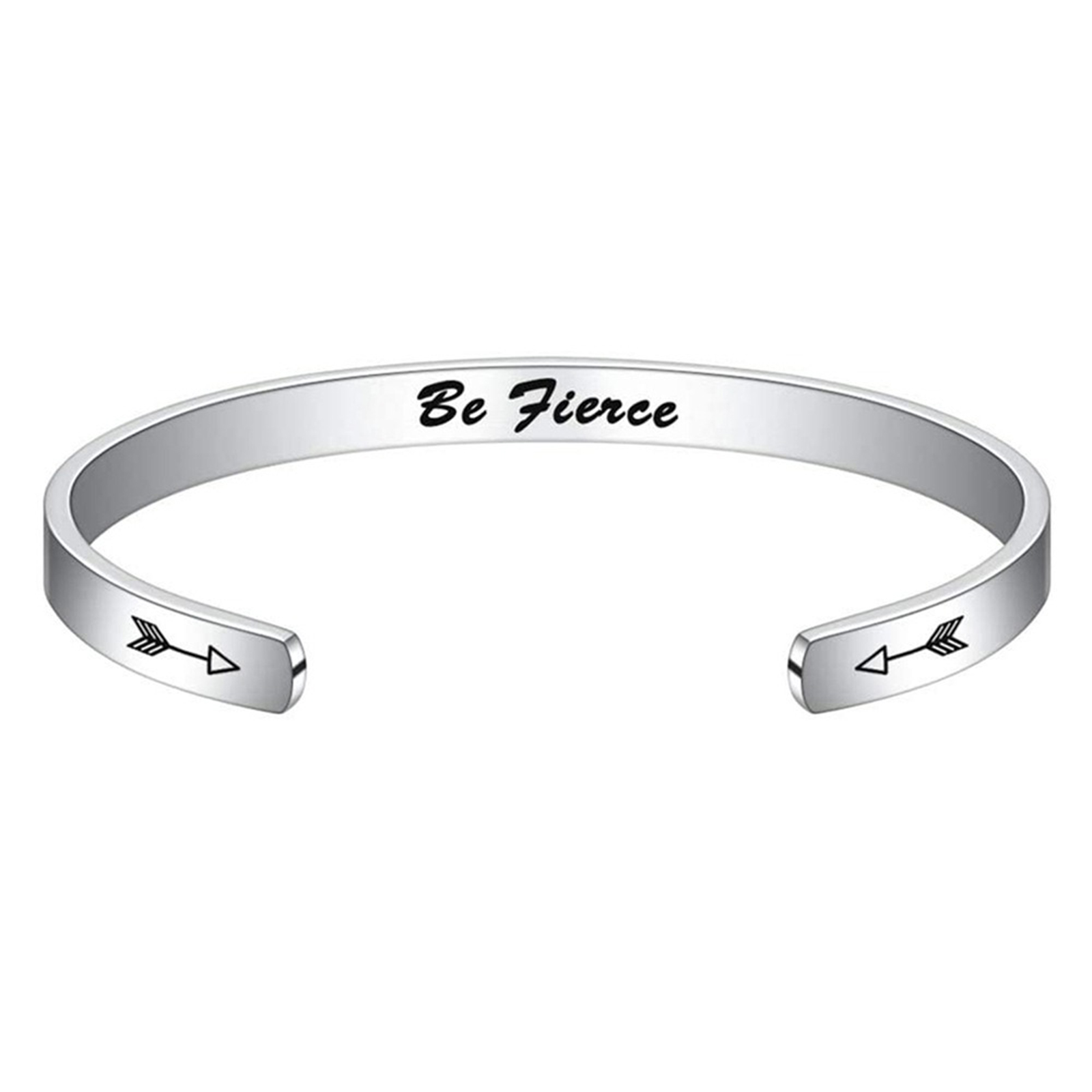 Изображение 1 ШТ 304 Нержавеющая Сталь Положительная Энергия Полуоткрытый Браслет Серебряный Тон Английский словарь 7см x 5см