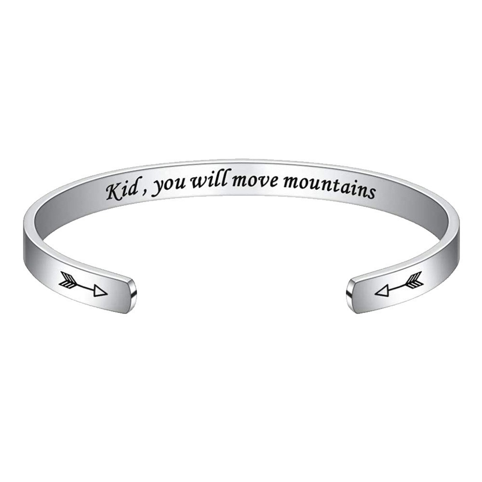 Изображение 1 ШТ 304 Нержавеющая Сталь Положительная Энергия Полуоткрытый Браслет Серебряный Тон Английский словарь 7см x 5см