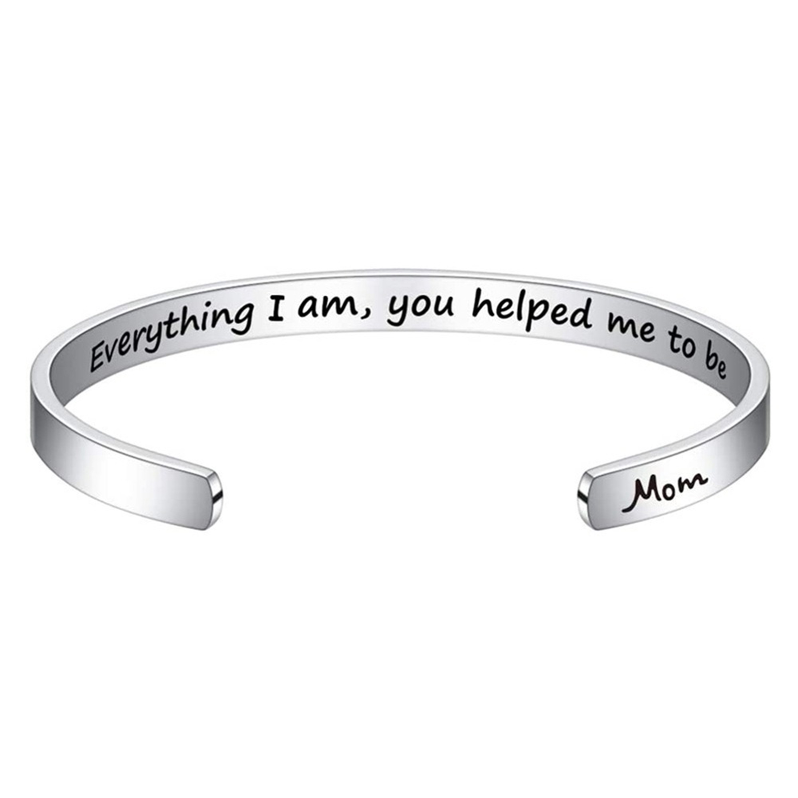 Изображение 1 ШТ 304 Нержавеющая Сталь Положительная Энергия Полуоткрытый Браслет Серебряный Тон Английский словарь 7см x 5см