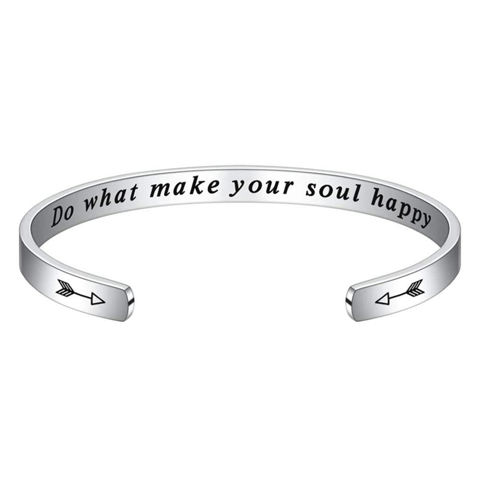 Изображение 1 ШТ 304 Нержавеющая Сталь Положительная Энергия Полуоткрытый Браслет Серебряный Тон Английский словарь 7см x 5см