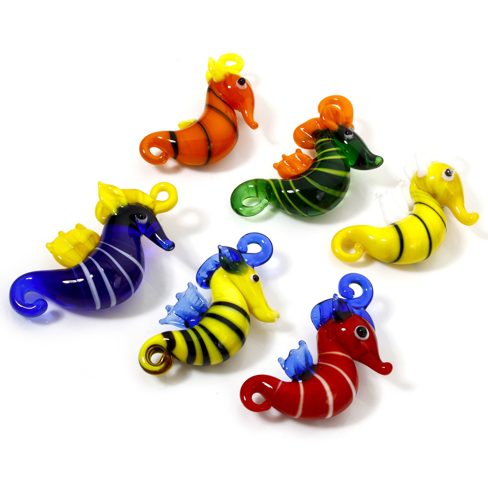 Изображение 1 ШТ Лэмпворк Морские Украшения Подвески " Морской конек " Разноцветный с узором “ С Полосами ” Трехмерный 4.2см x 3см