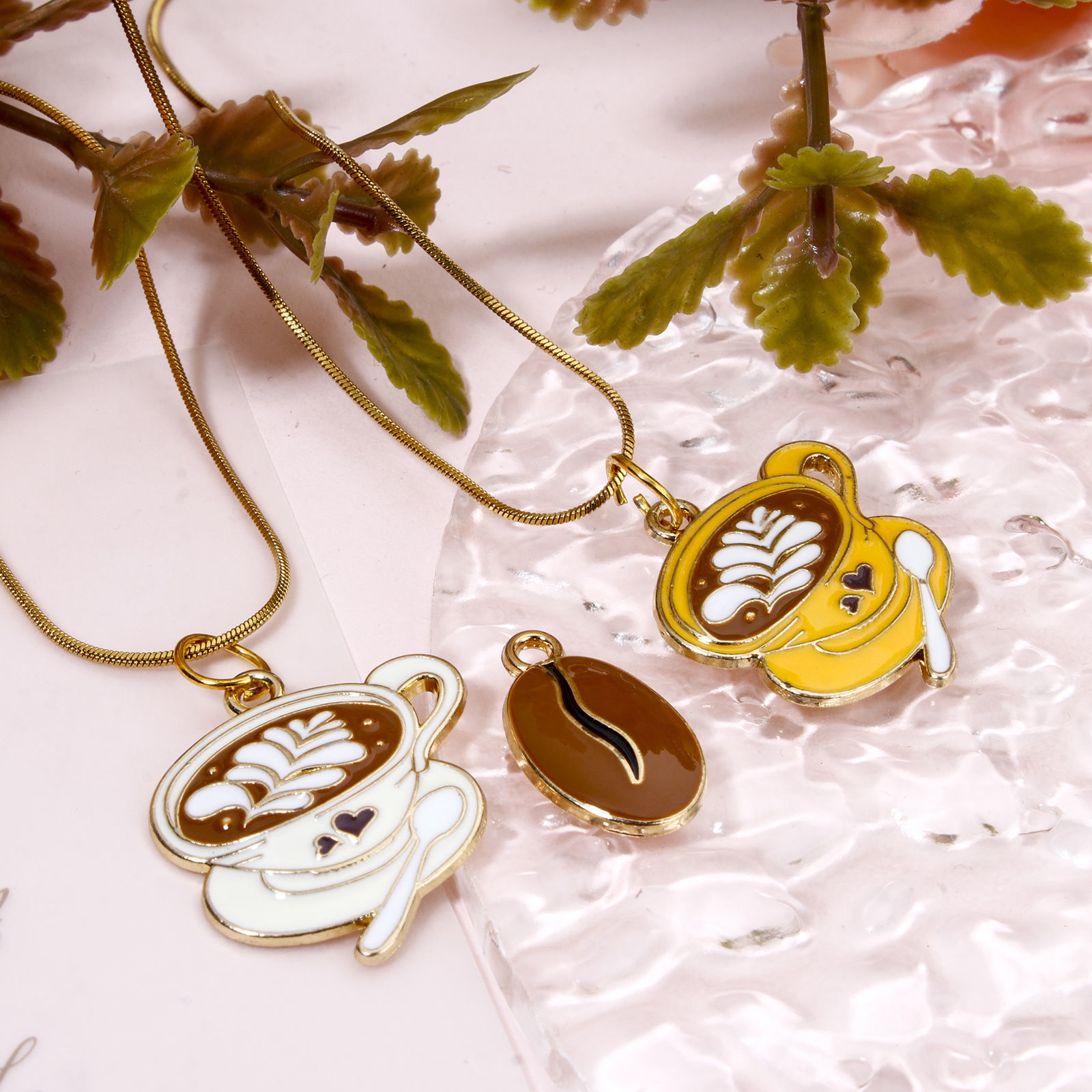 Bild von 10 Stück Zinklegierung Charms Vergoldet Schokolade Kaffee Emaille 24mm