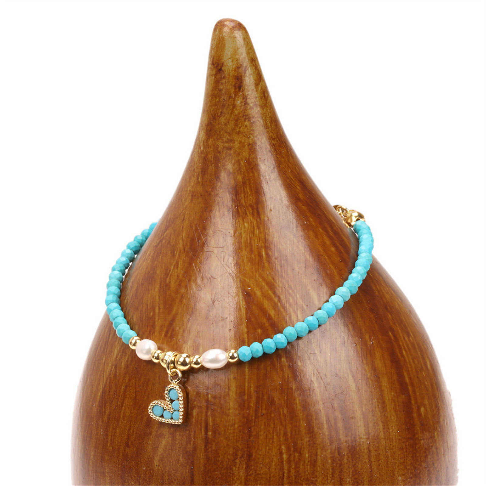 Picture of Eco-friendly Sweet & Cute Exquisite 18K Gold Plated Multicolor Pearl & Brass Heart Beaded Charm Bracelets For Women Party