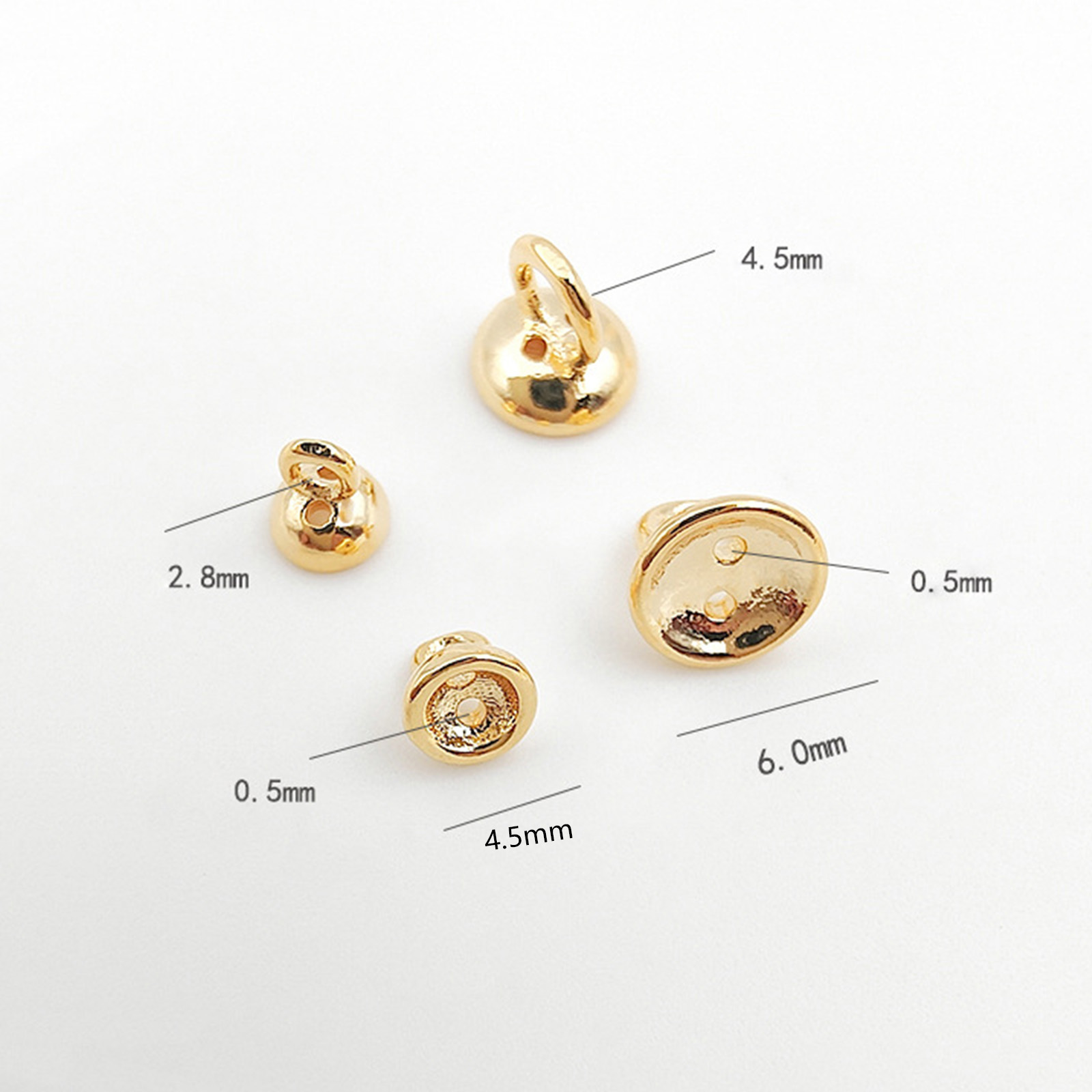 Picture of Brass Beads Caps Tips Double Hole Pearl Bracelet Ends Connector Round Multicolor