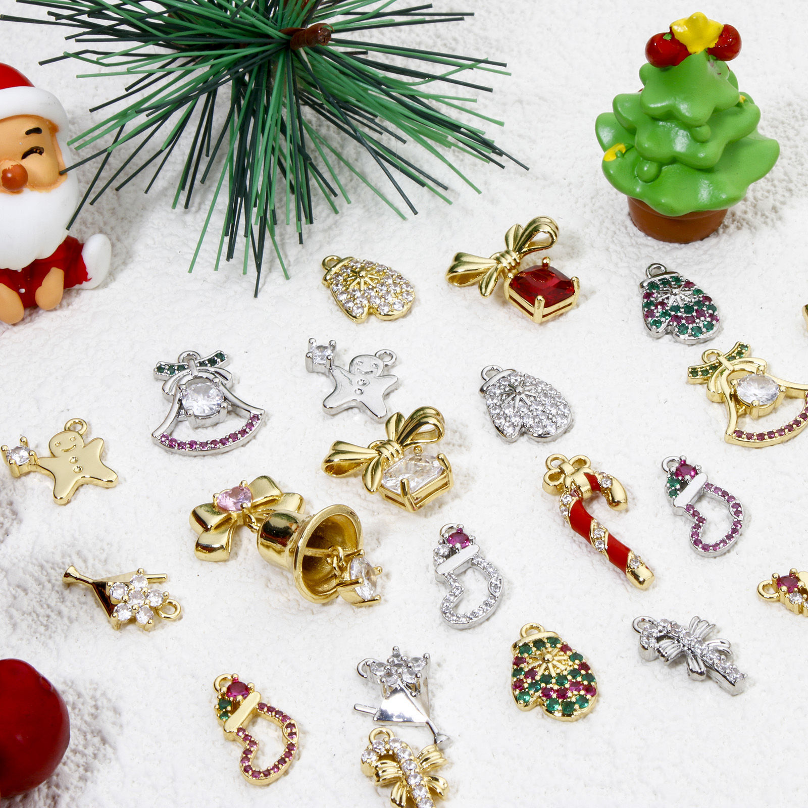 Picture of Brass Christmas Charms Micro Pave
