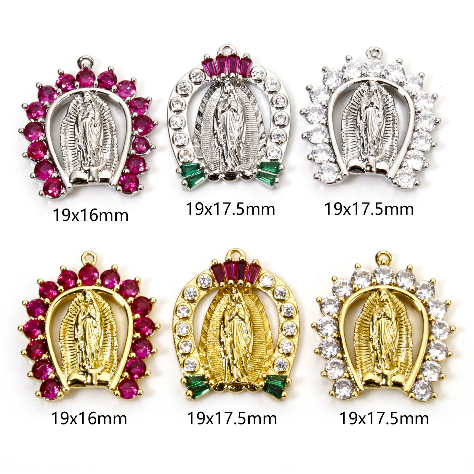 Image de 1 Pièce Breloques en Laiton Arc Sainte Vierge Marie Micro Pave à Zircone Cubique Multicolore