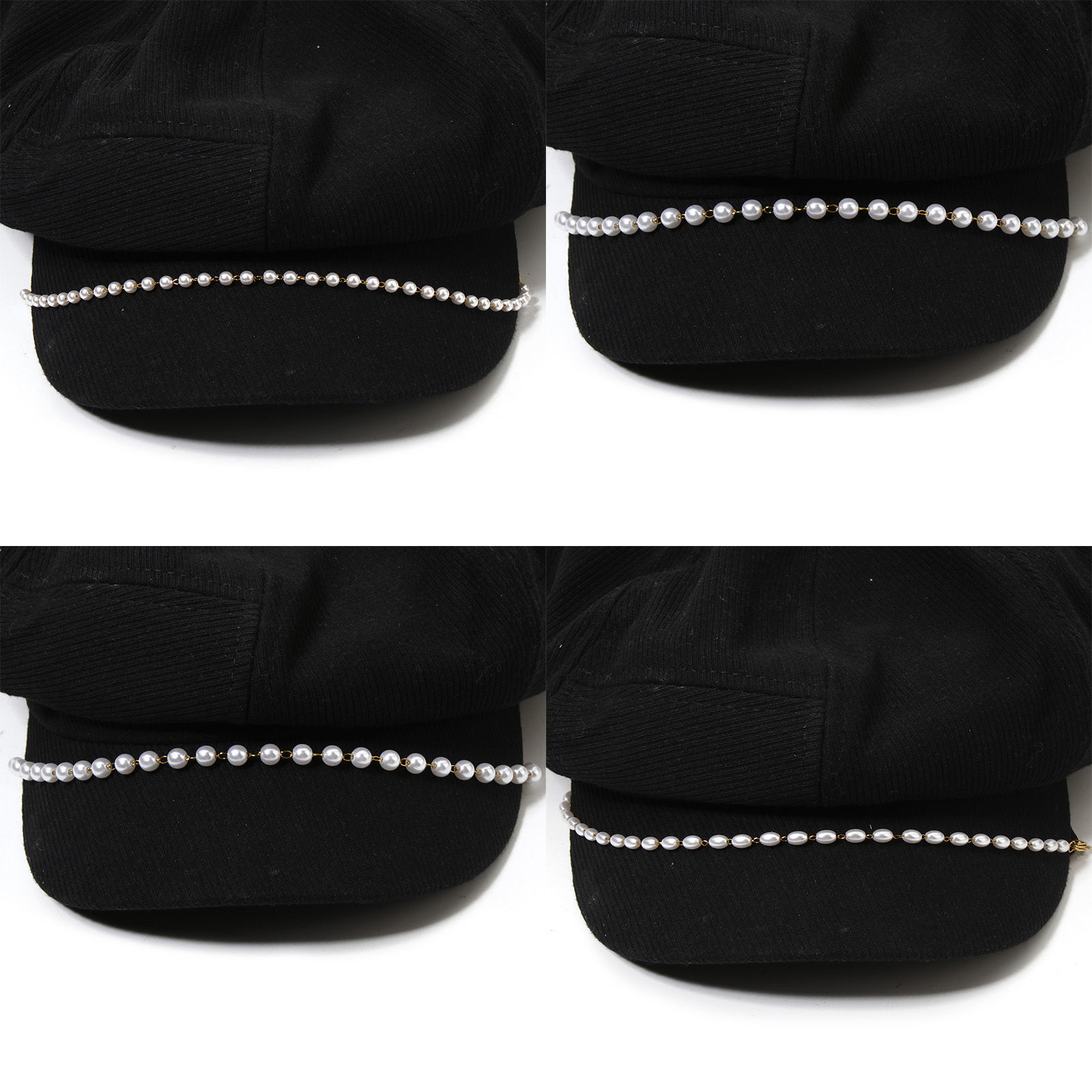 Picture of 1 Piece Vacuum Plating 304 Stainless Steel Hat Cap Decoration Chain 18K Gold Plated White Imitation Pearl 25cm(9 7/8") long
