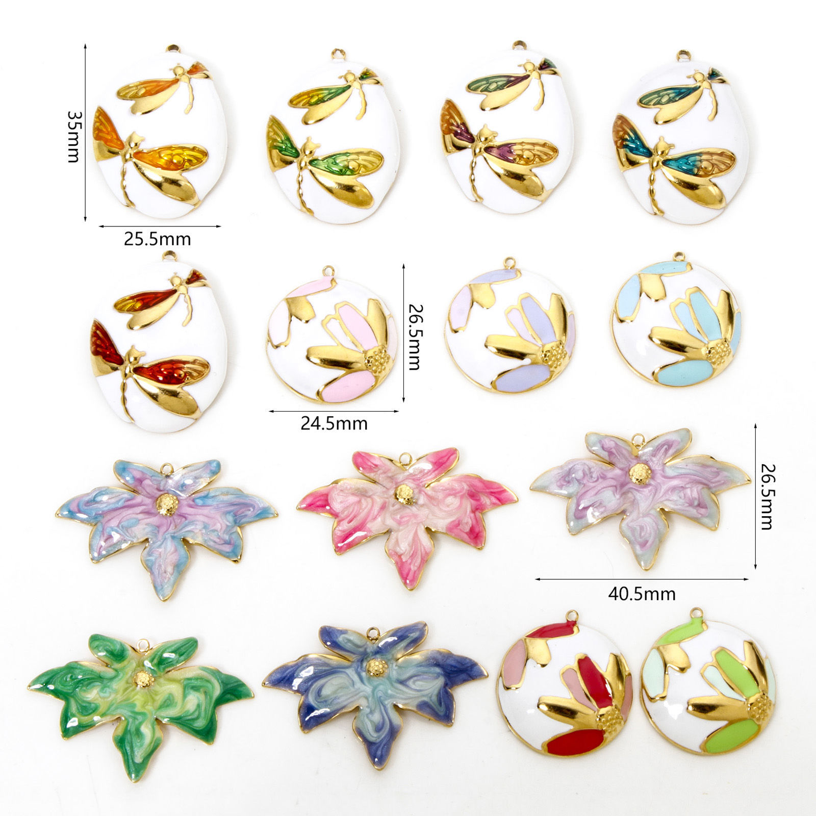 Picture of Eco-friendly Vacuum Plating 304 Stainless Steel Flora Collection Pendants Gold Plated Enamel