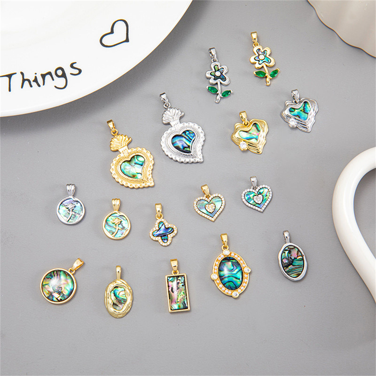 Imagen de 1 Unidad Concha Naturales & Latón Colgantes Charms Multicolor