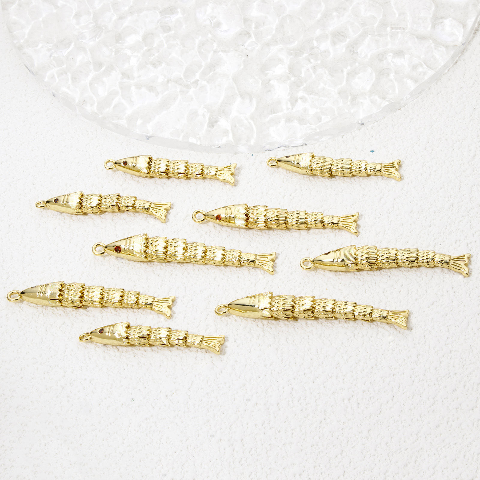 Picture of Eco-friendly Brass Ocean Jewelry Pendants 18K Real Gold Plated Fish Animal Movable 3D Wine Red Cubic Zirconia