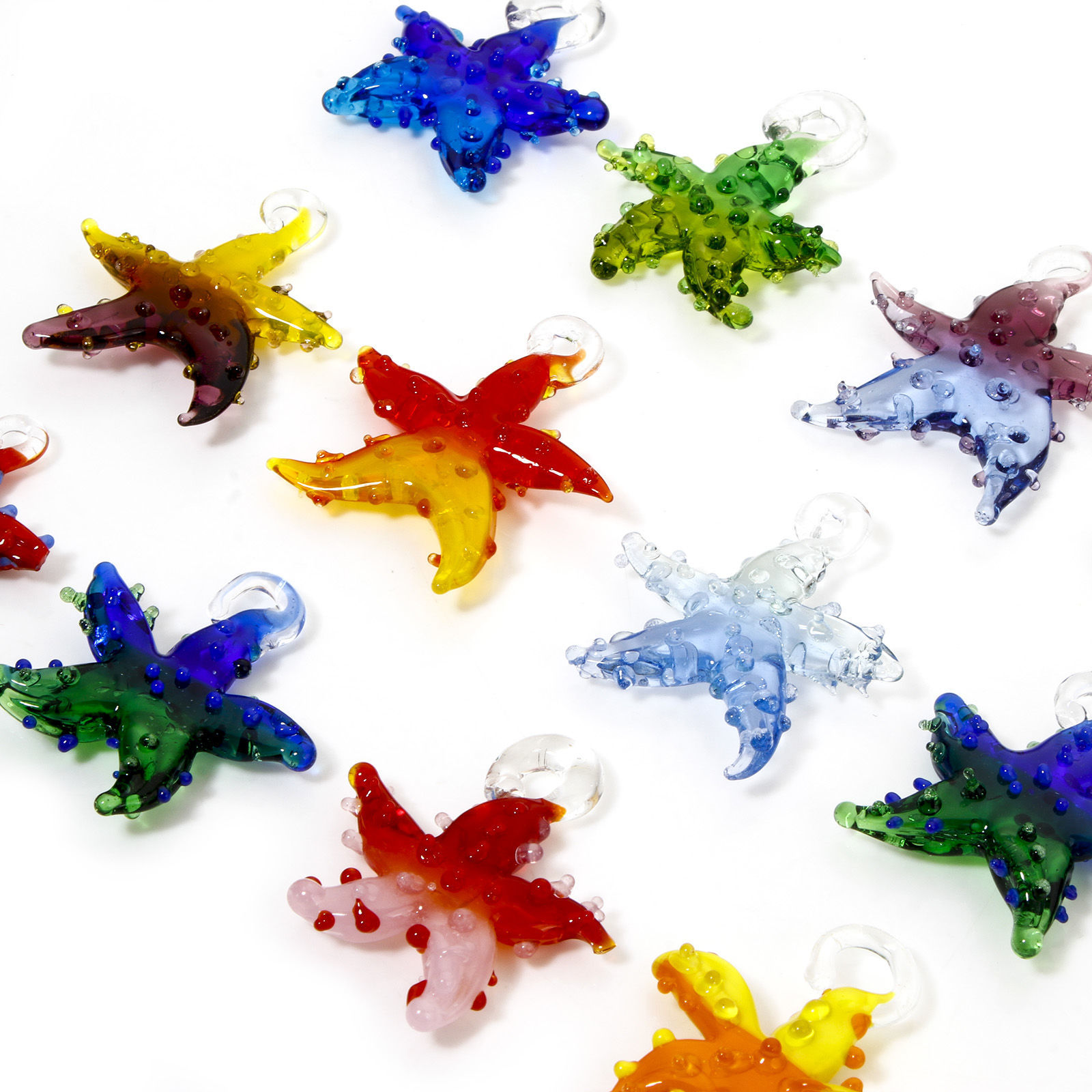 Picture of Lampwork Glass Ocean Jewelry Pendants Multicolor Two Tone Star Fish 3D 3.5cm x 3.2cm