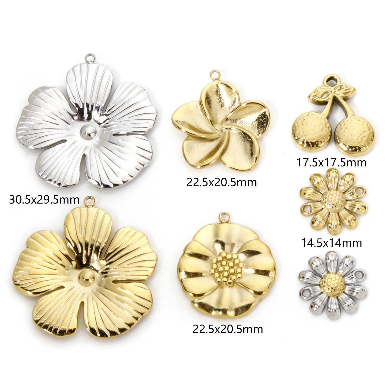 Bild von Umweltfreundliche Vakuumbeschichtung 304 Edelstahl Flora Kollektion Charms Gänseblümchen Bunt