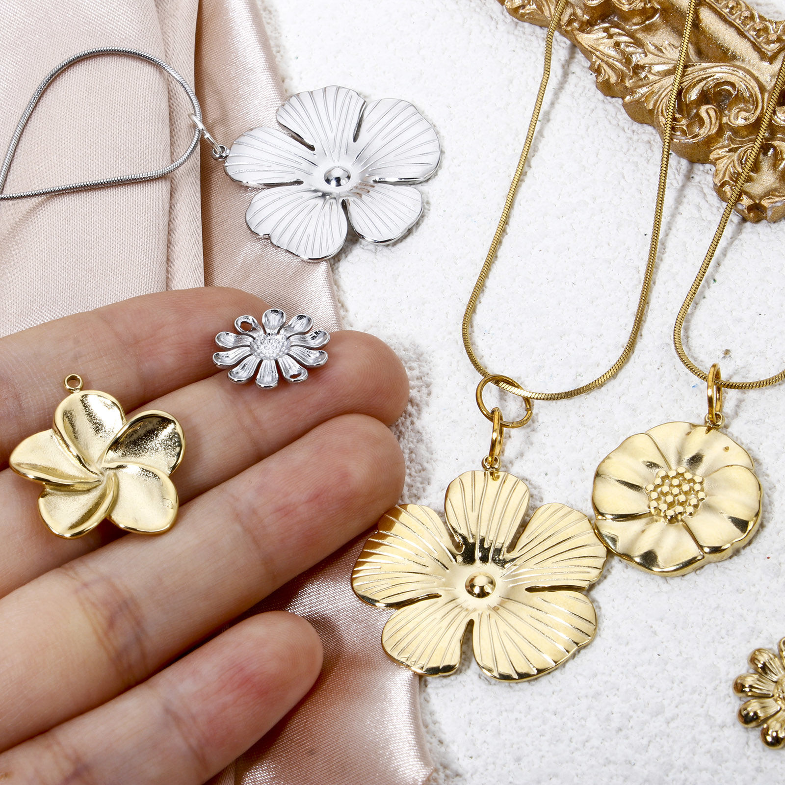 Bild von Umweltfreundliche Vakuumbeschichtung 304 Edelstahl Flora Kollektion Charms Gänseblümchen Bunt