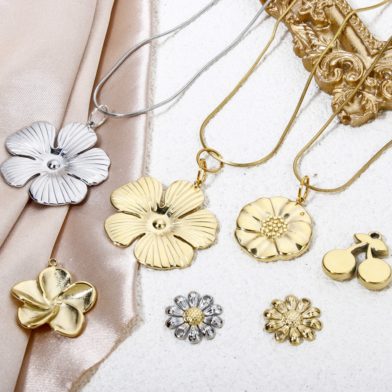 Bild von Umweltfreundliche Vakuumbeschichtung 304 Edelstahl Flora Kollektion Charms Gänseblümchen Bunt