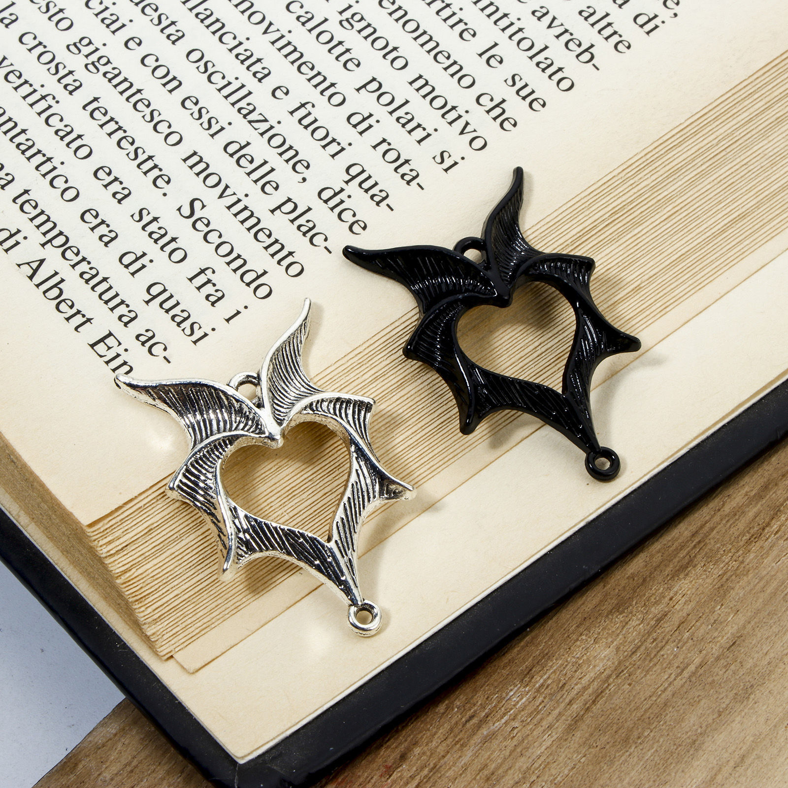 Picture of Zinc Based Alloy Halloween Connectors Charms Pendants Multicolor Halloween Bat Animal Wing 4.9cm x 1.9cm