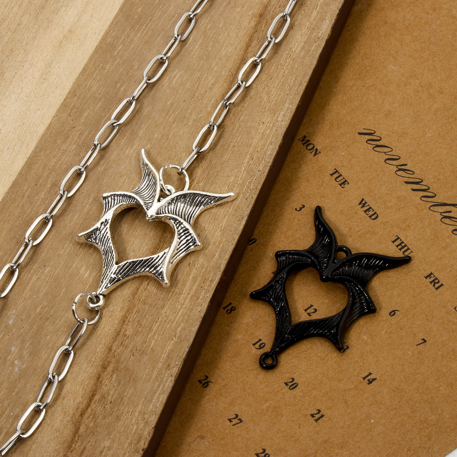 Picture of Zinc Based Alloy Halloween Connectors Charms Pendants Multicolor Halloween Bat Animal Wing 4.9cm x 1.9cm
