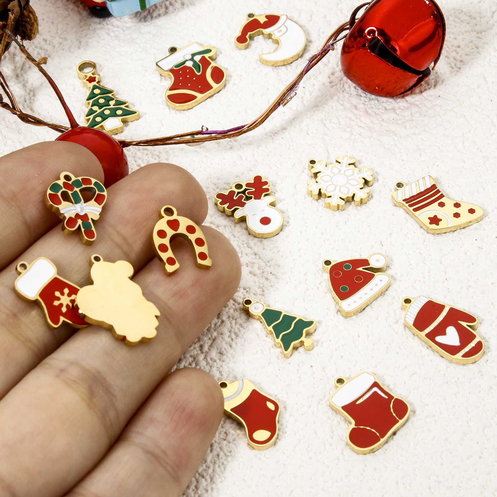 Picture of Vacuum Plating 304 Stainless Steel Charms 18K Gold Plated Enamel