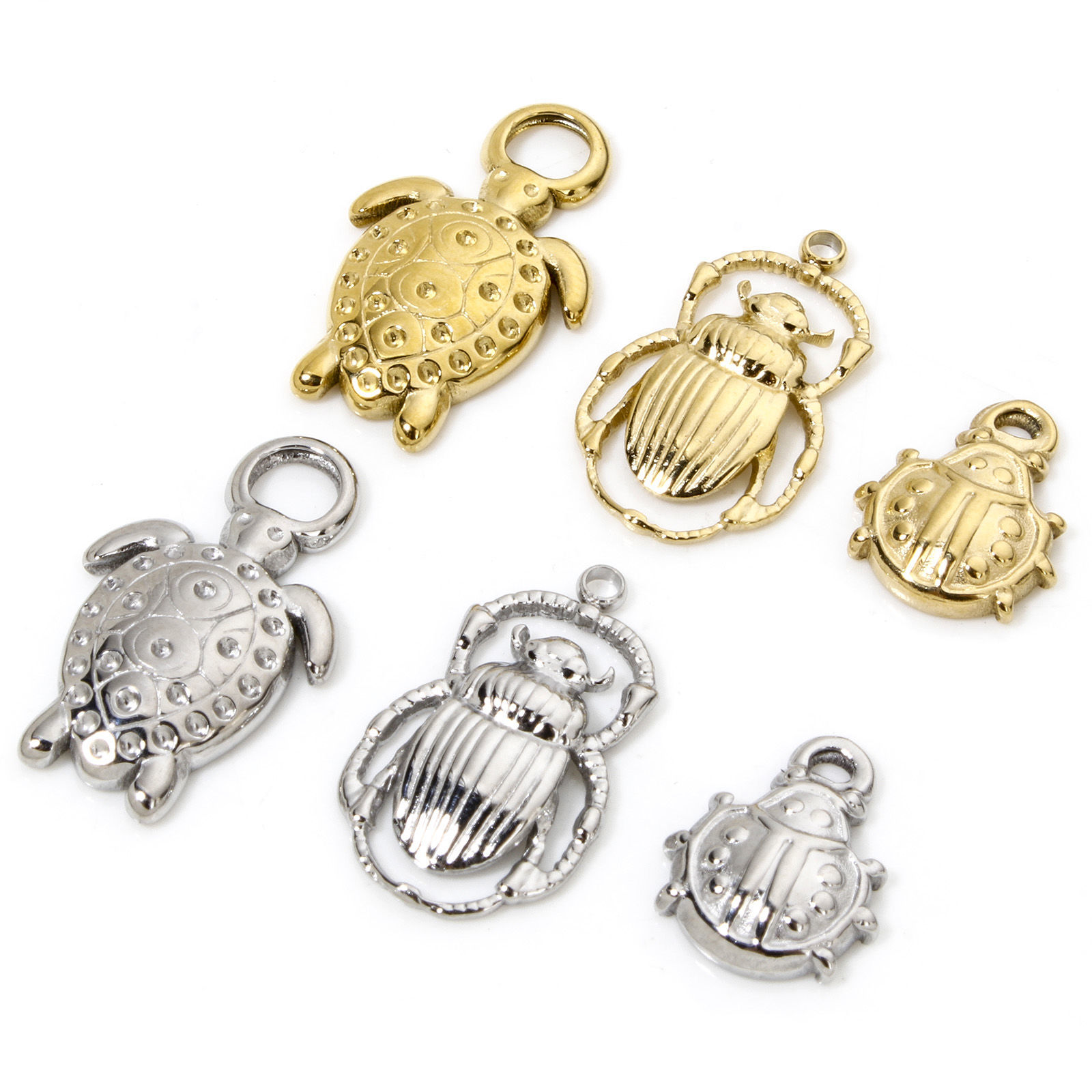 Изображение 1 ШТ Экологически чистое вакуумное покрытие 304 Нержавеющая Сталь Подвески Морская Черепаха Разноцветный Божья коровка