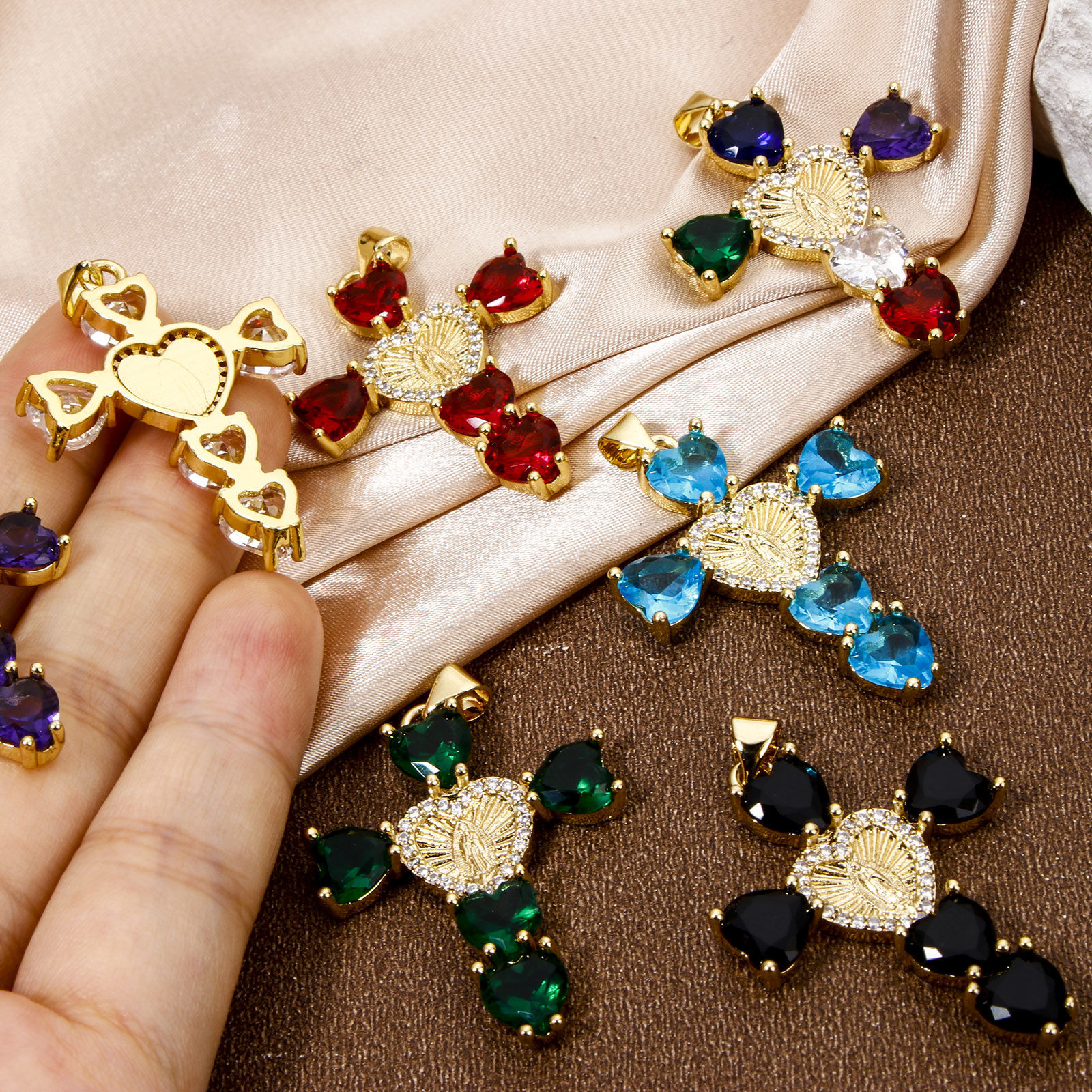 Immagine di 1 Pz Ecologico Ottone Religione Ciondoli Accessori Rettangolo Occhi Disegno 18K Vero Oro Placcato Micro Spianare Multicolore Strass Trasparente Cubic Zirconiae 23mm x 22mm