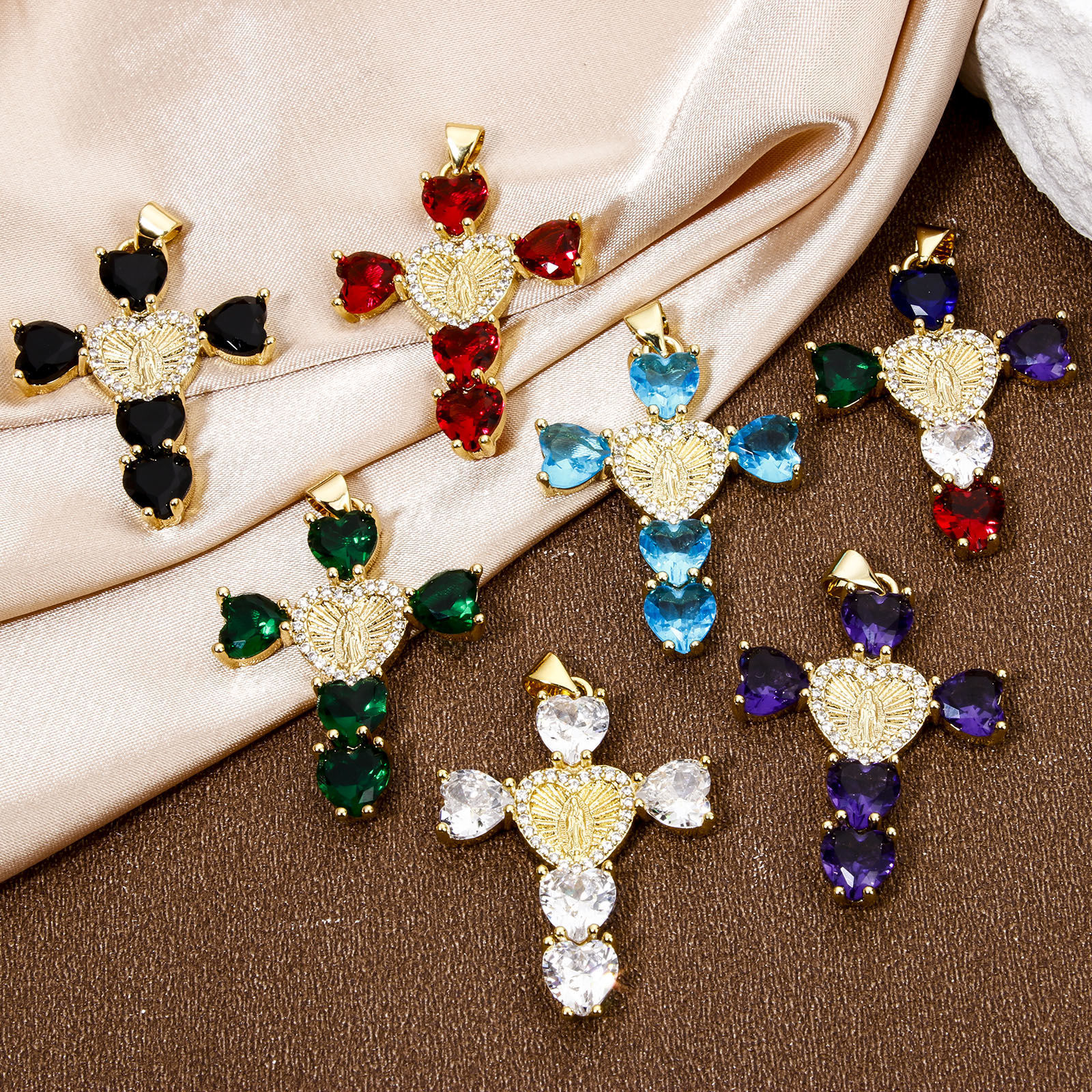 Immagine di 1 Pz Ecologico Ottone Religione Ciondoli Accessori Rettangolo Occhi Disegno 18K Vero Oro Placcato Micro Spianare Multicolore Strass Trasparente Cubic Zirconiae 23mm x 22mm