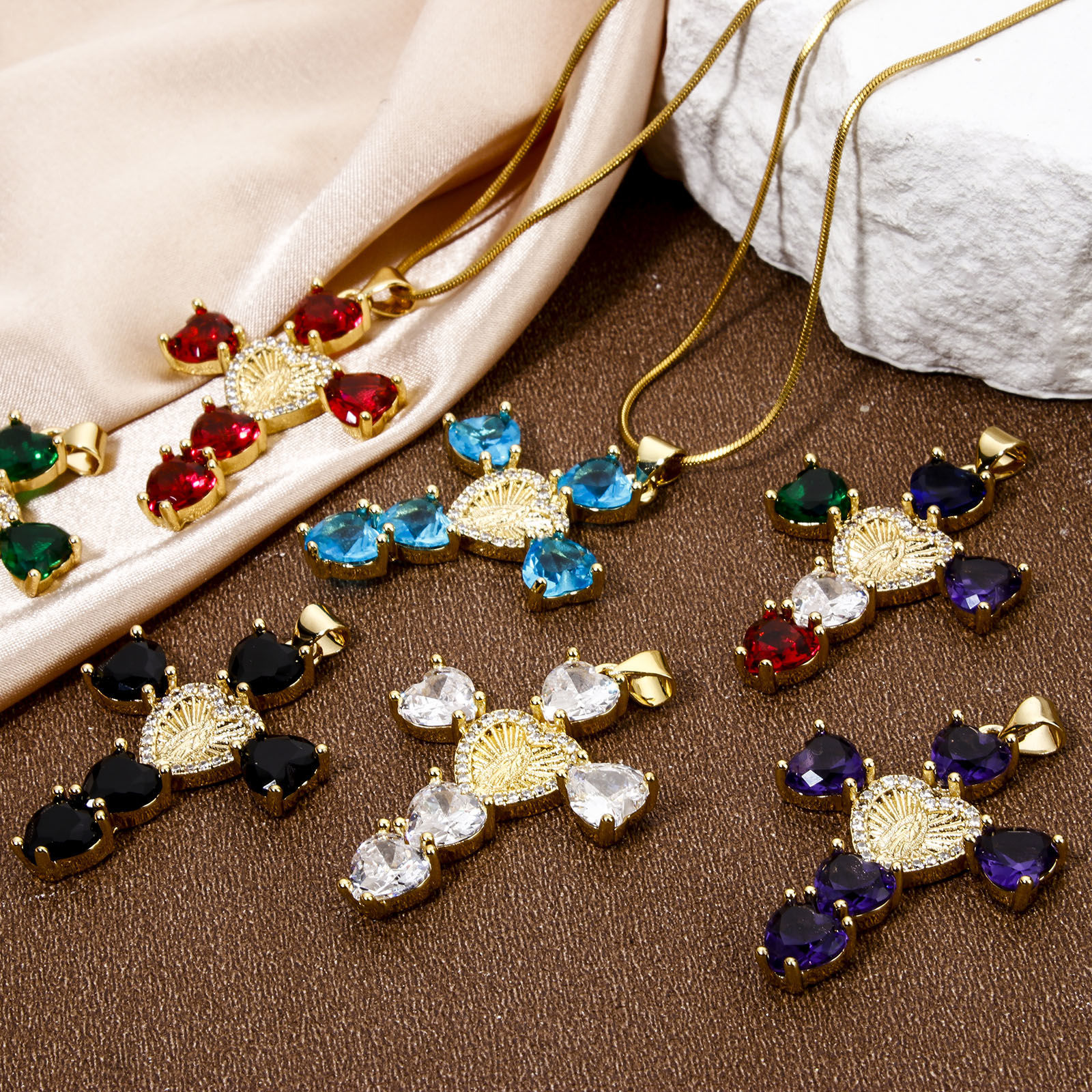 Immagine di 1 Pz Ecologico Ottone Religione Ciondoli Accessori Rettangolo Occhi Disegno 18K Vero Oro Placcato Micro Spianare Multicolore Strass Trasparente Cubic Zirconiae 23mm x 22mm