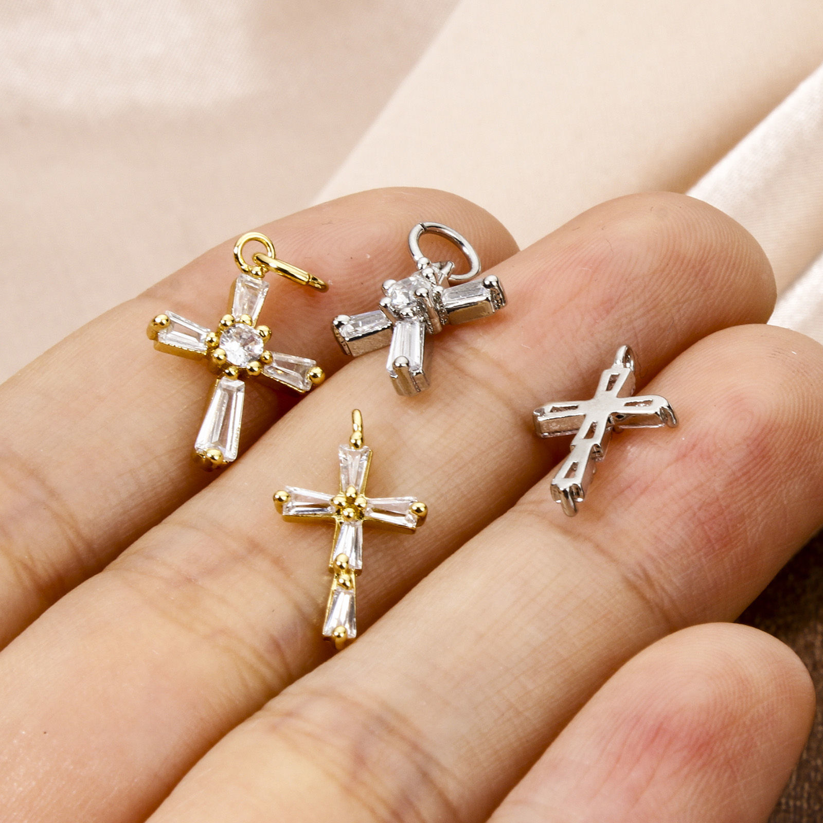 Picture of Eco-friendly Brass Religious Charms Real Gold Plated Cross