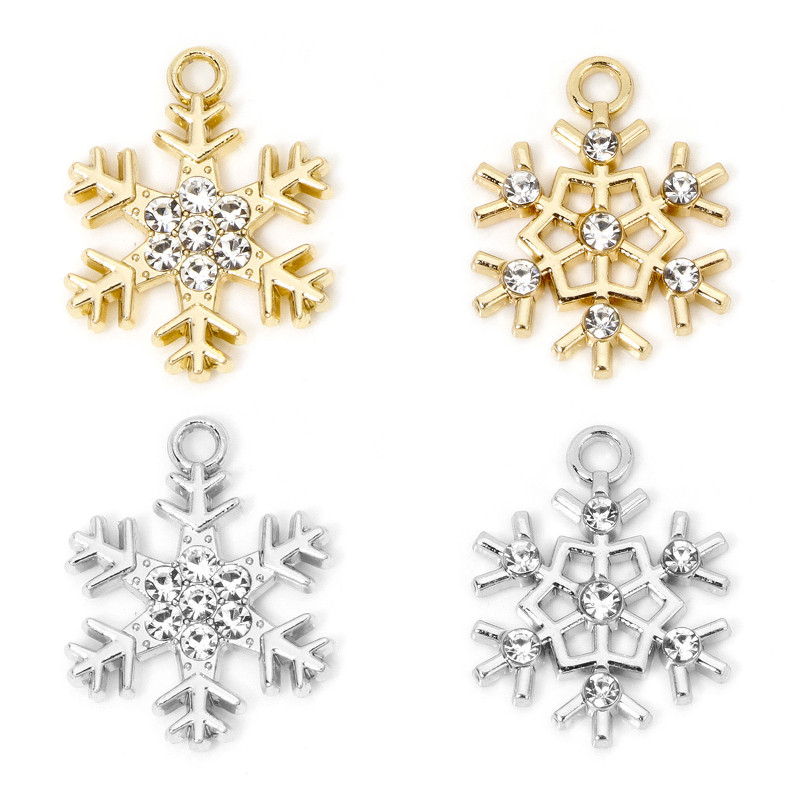 Изображение 10 ШТ Цинковый Сплав Бижутерия усыпанная мелким фианит Подвески Разноцветный Рождественские снежинка Прозрачный Страз