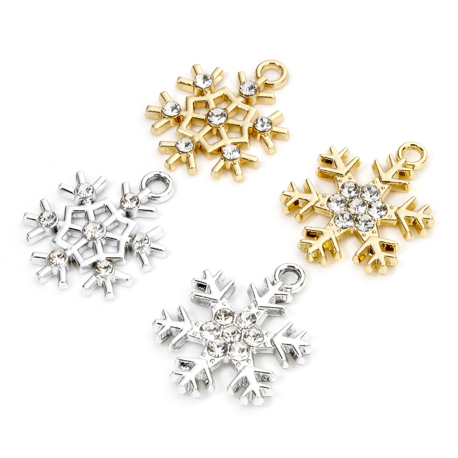 Изображение 10 ШТ Цинковый Сплав Бижутерия усыпанная мелким фианит Подвески Разноцветный Рождественские снежинка Прозрачный Страз