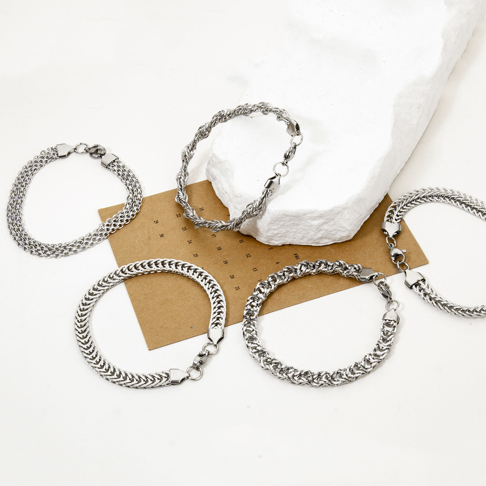 Picture of 304 Stainless Steel Men's Bracelets Silver Tone With Lobster Claw Clasp