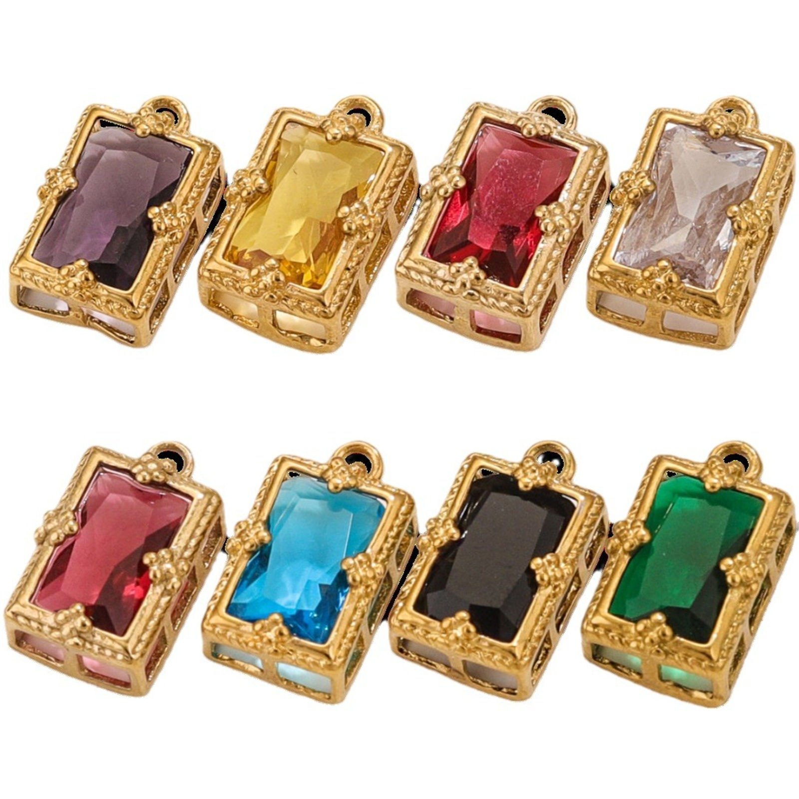 Picture of Vacuum Plating 304 Stainless Steel Charms 18K Gold Plated Rectangle 17mm x 10mm