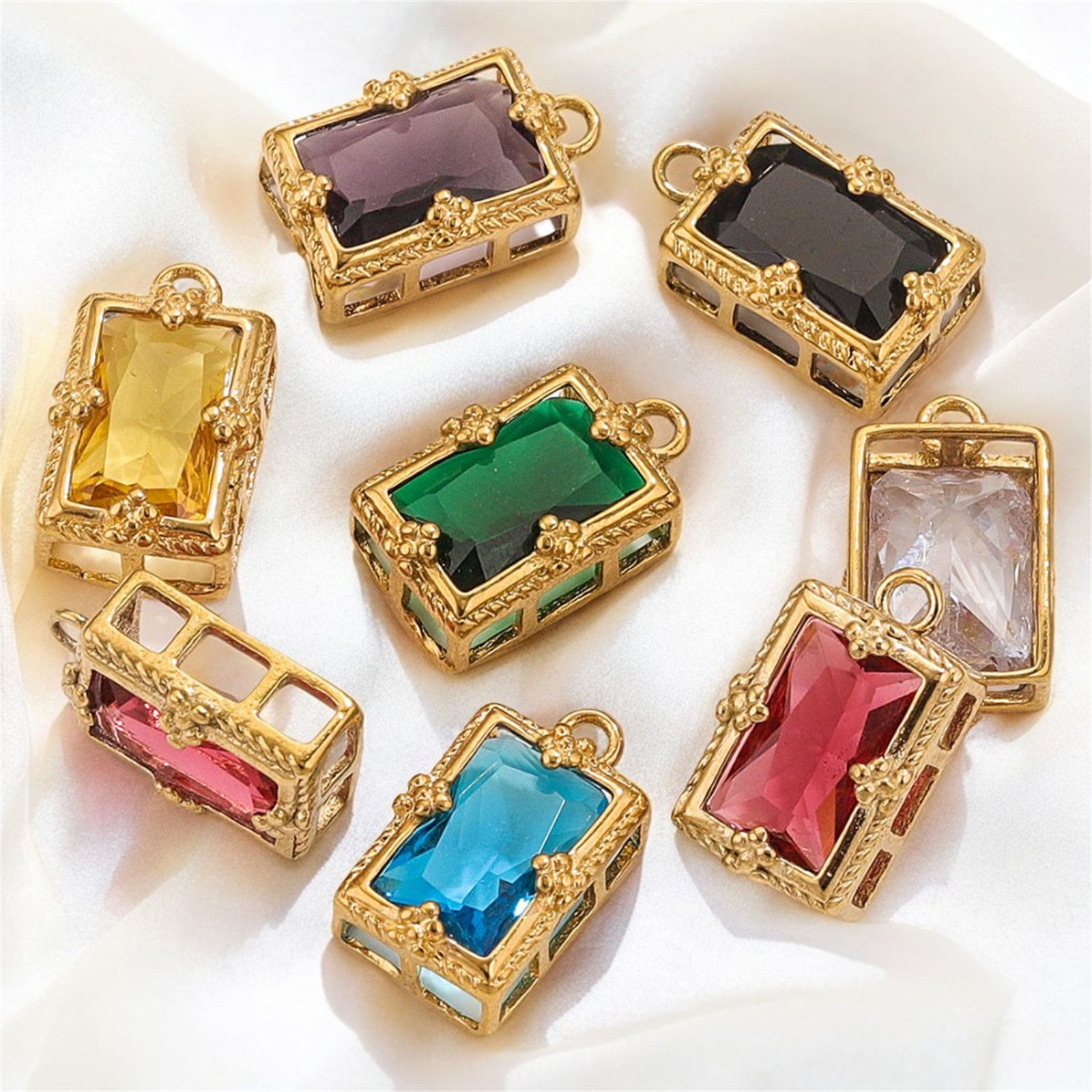 Picture of Vacuum Plating 304 Stainless Steel Charms 18K Gold Plated Rectangle 17mm x 10mm